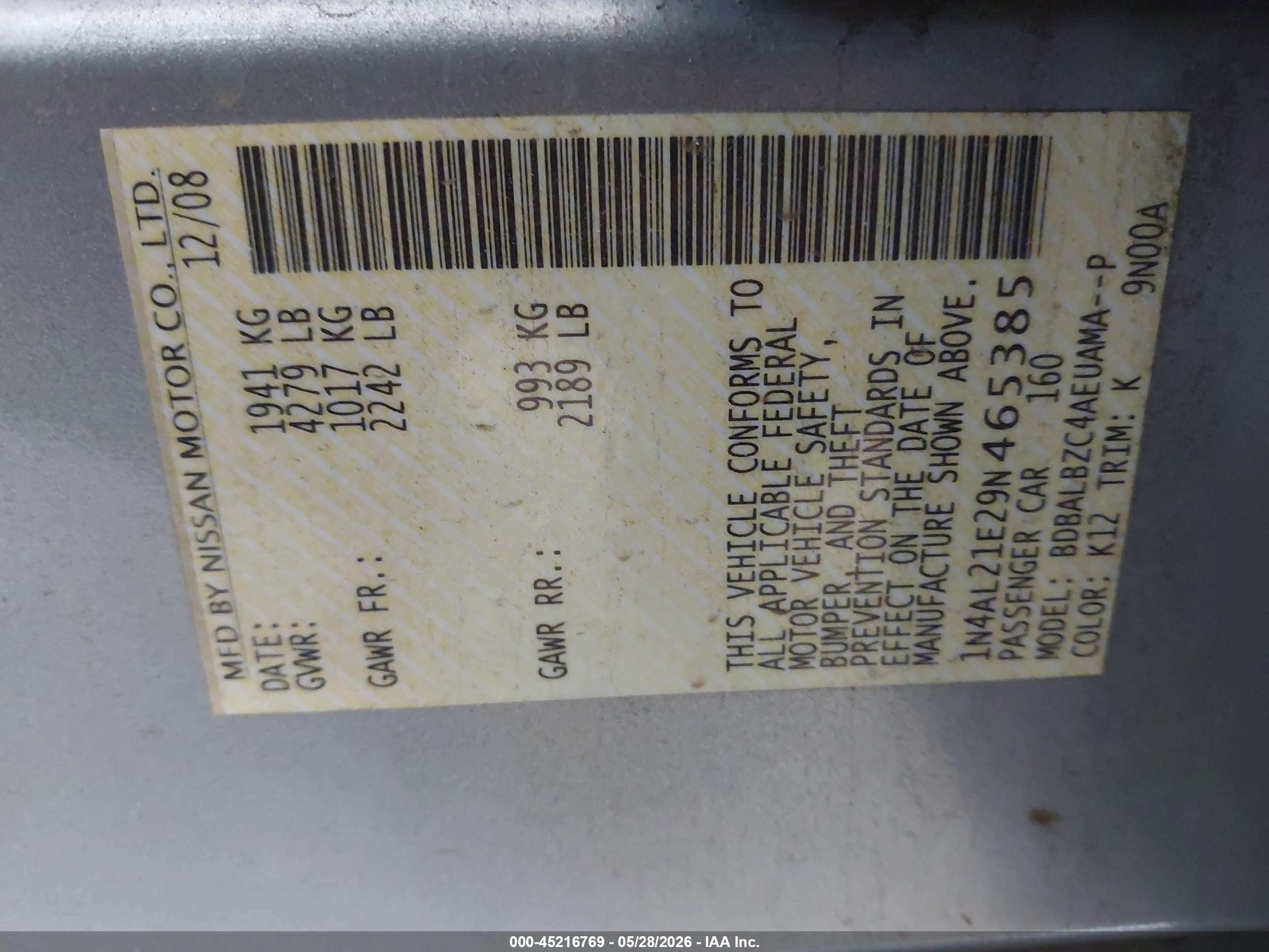 2009 Nissan Altima 2.5 S Silver vin: 1N4AL21E29N465385