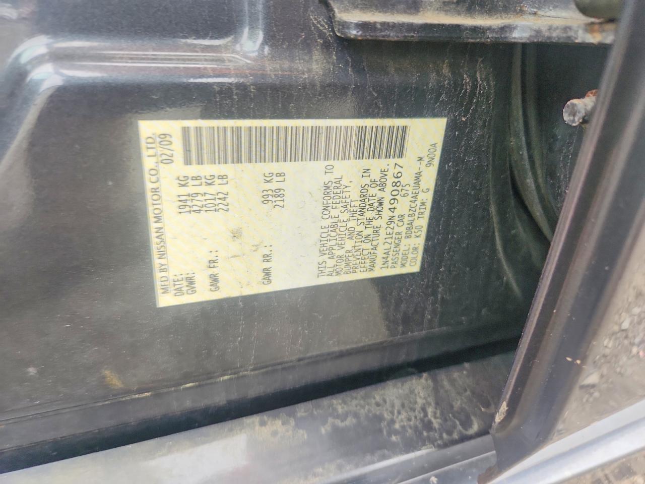 2009 Nissan Altima 2.5 Gray vin: 1N4AL21E29N490867