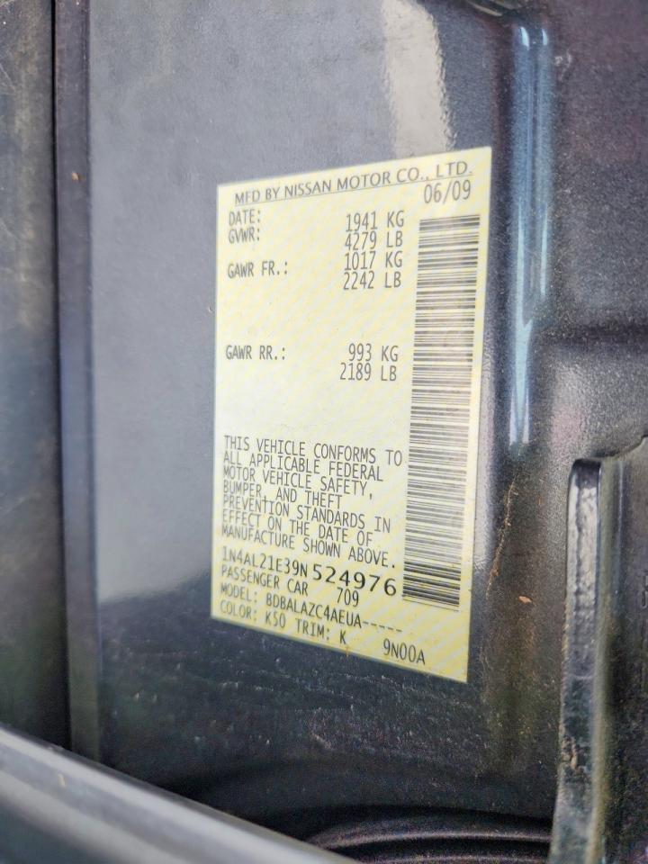 2009 Nissan Altima 2.5 Blue vin: 1N4AL21E39N524976