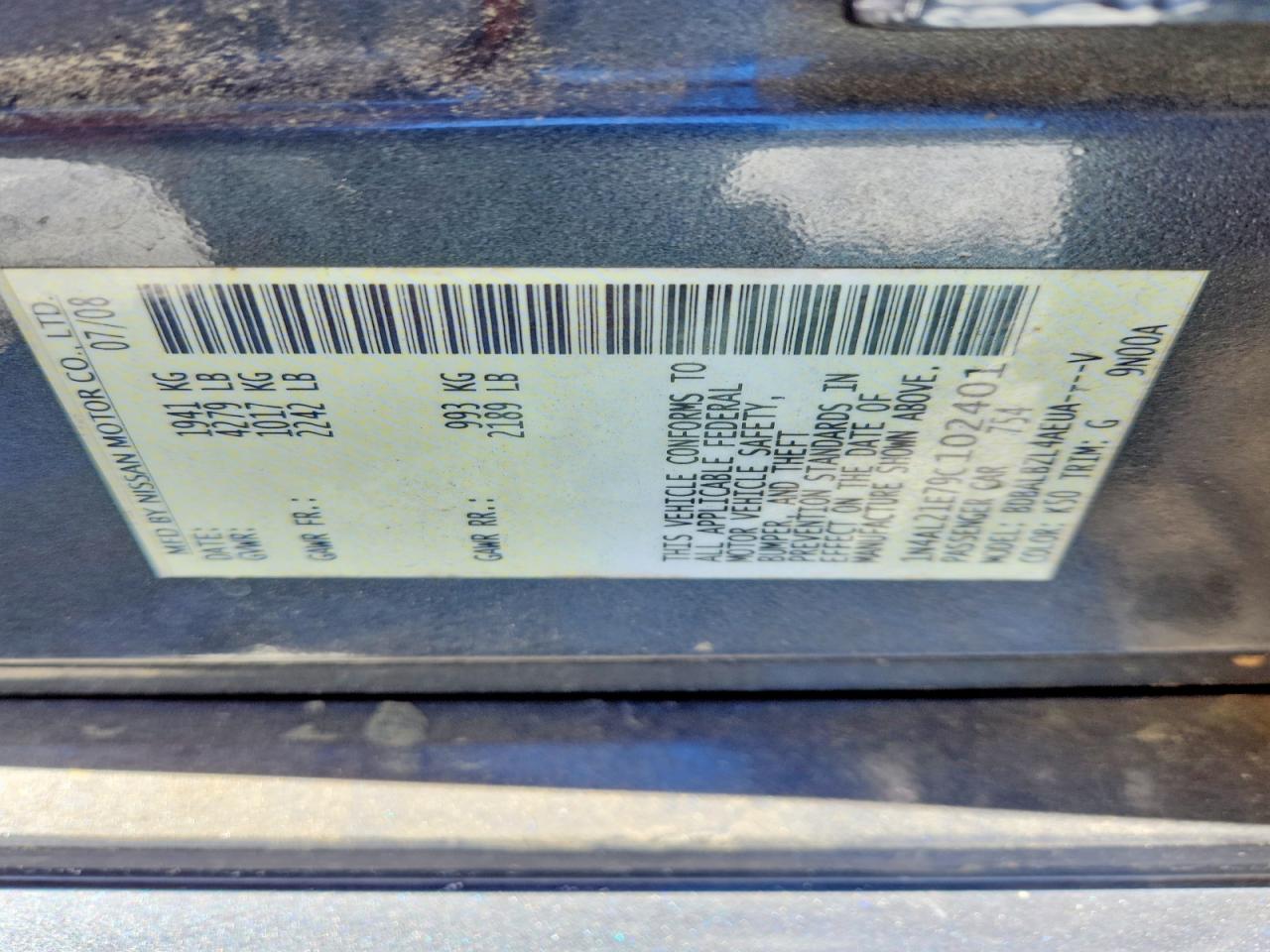 2009 Nissan Altima 2.5 Gray vin: 1N4AL21E79C102401