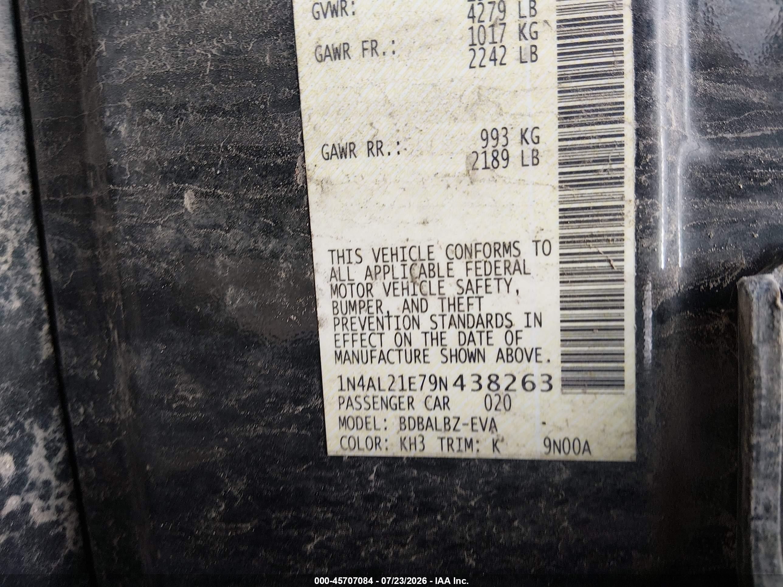 2009 Nissan Altima 2.5 S Black vin: 1N4AL21E79N438263