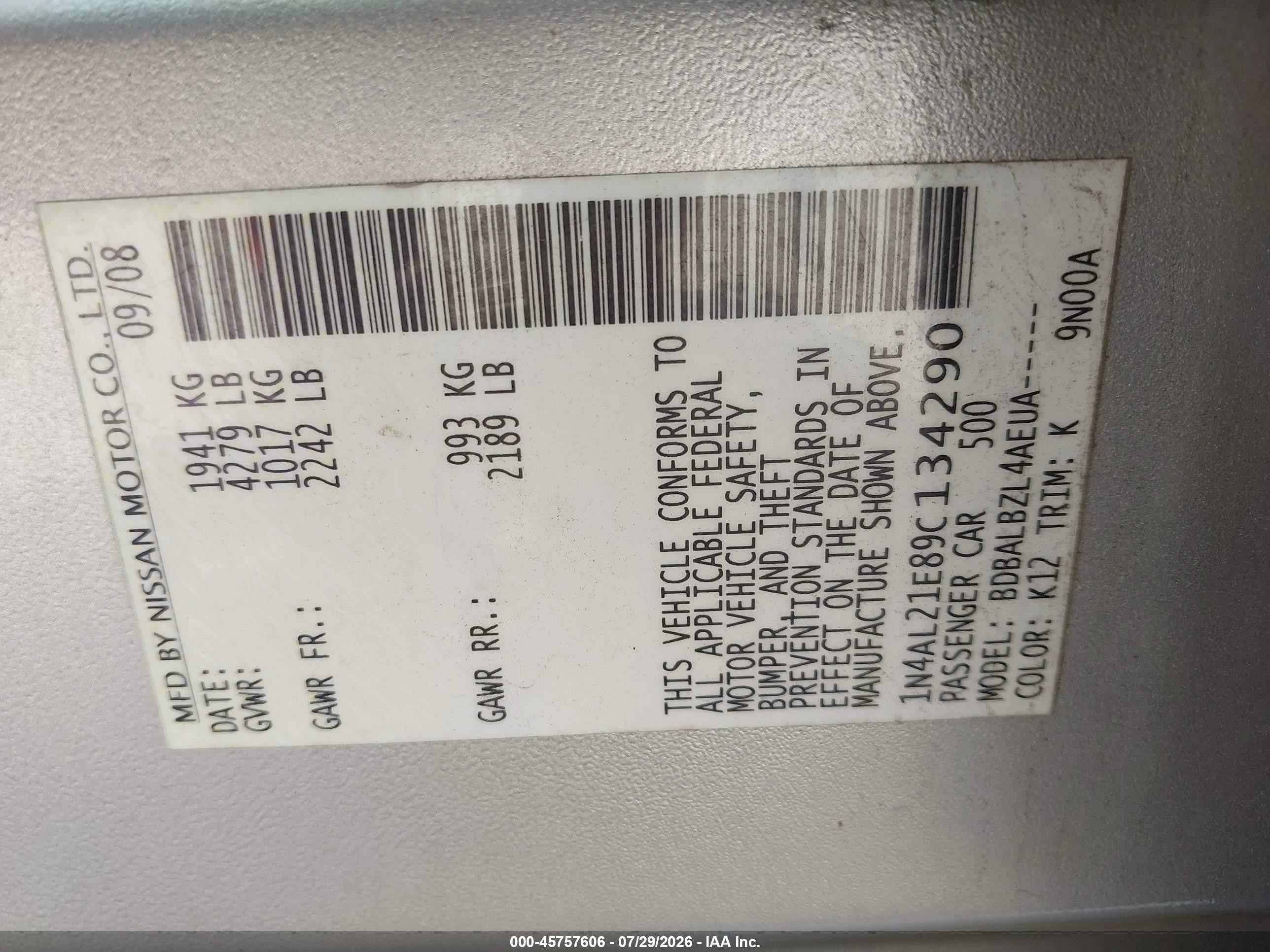 2009 Nissan Altima 2.5 S Silver vin: 1N4AL21E89C134290