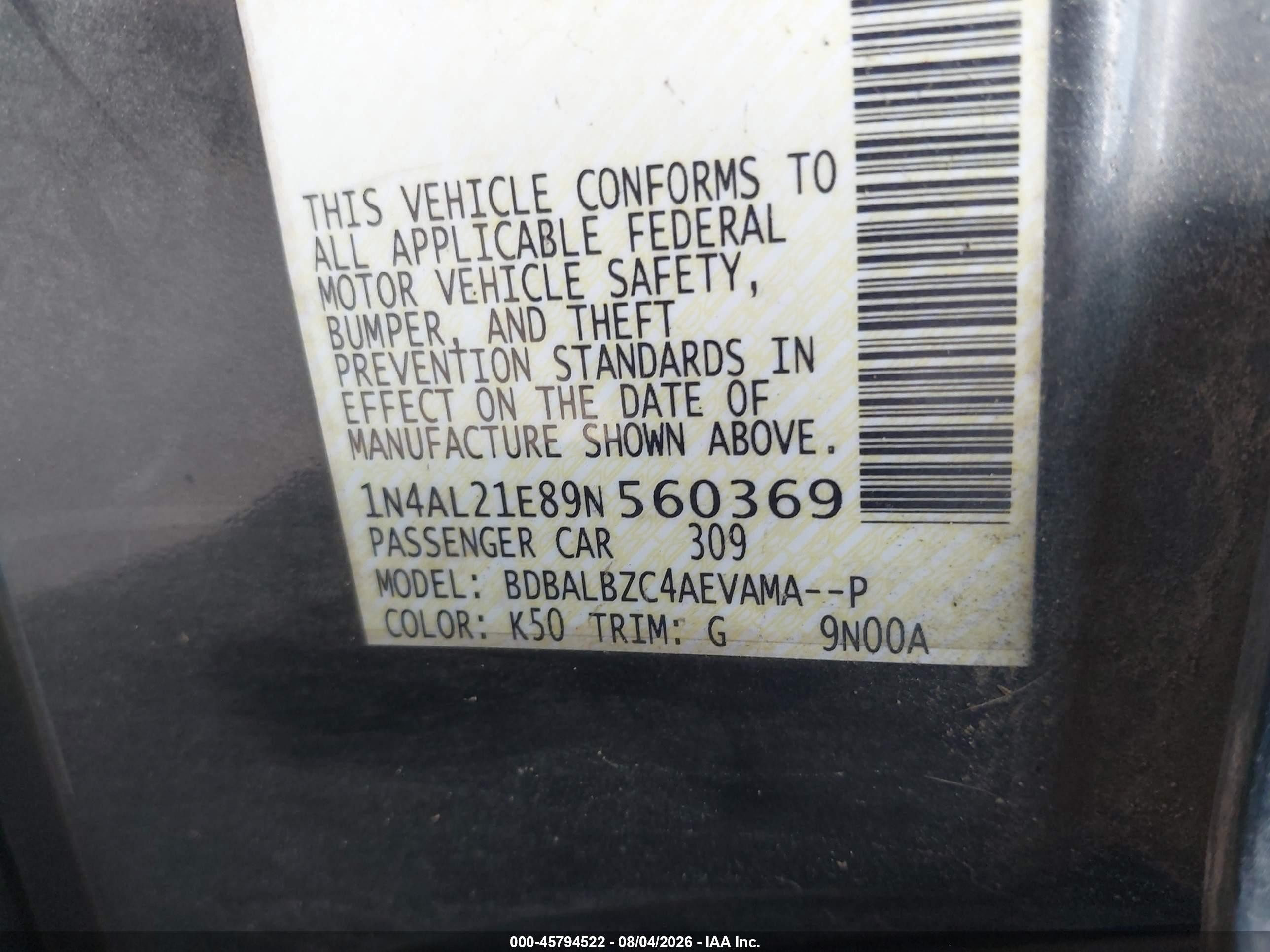 2009 Nissan Altima 2.5 S Gray vin: 1N4AL21E89N560369