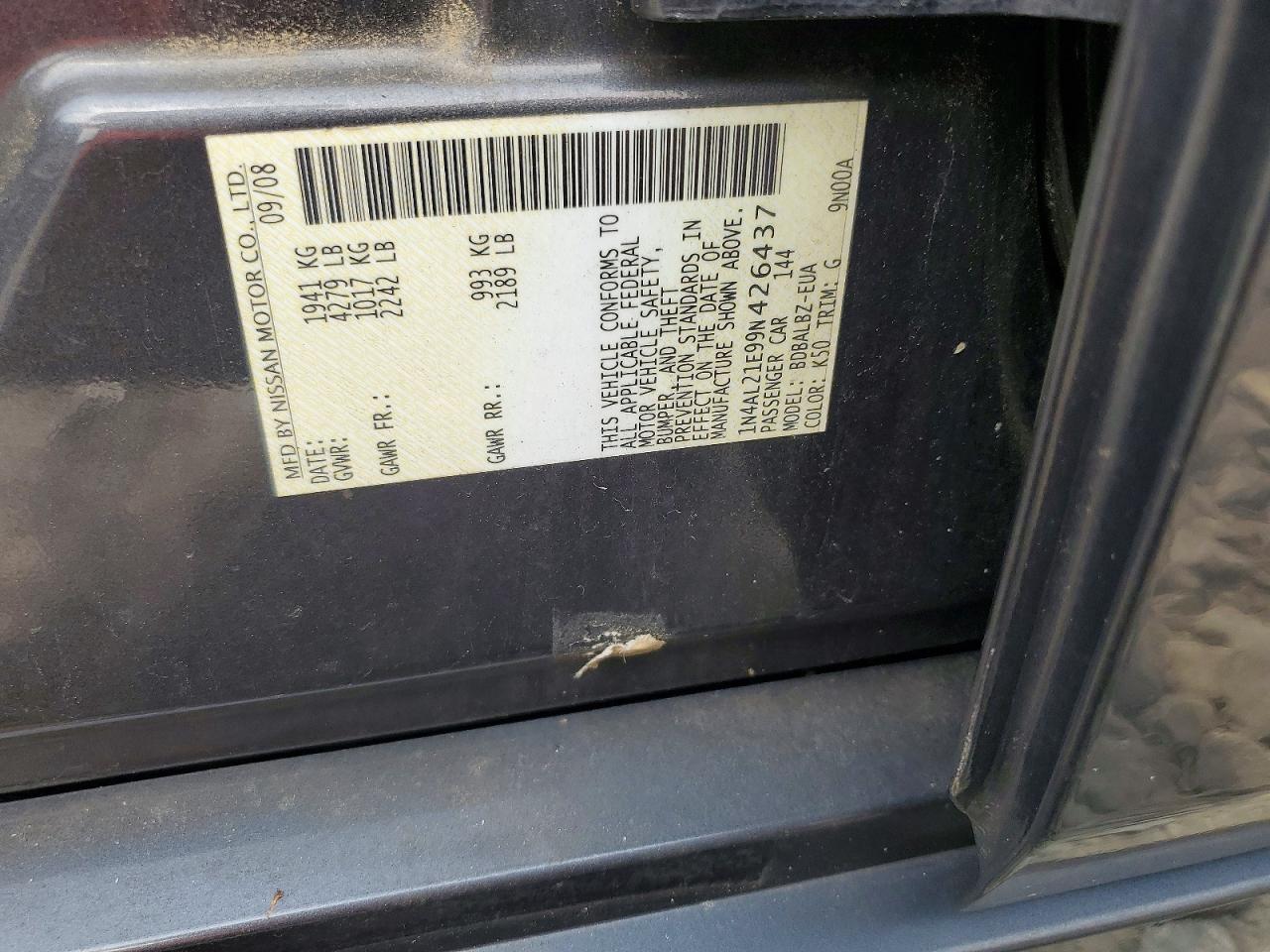 2009 Nissan Altima 2.5 Gray vin: 1N4AL21E99N426437