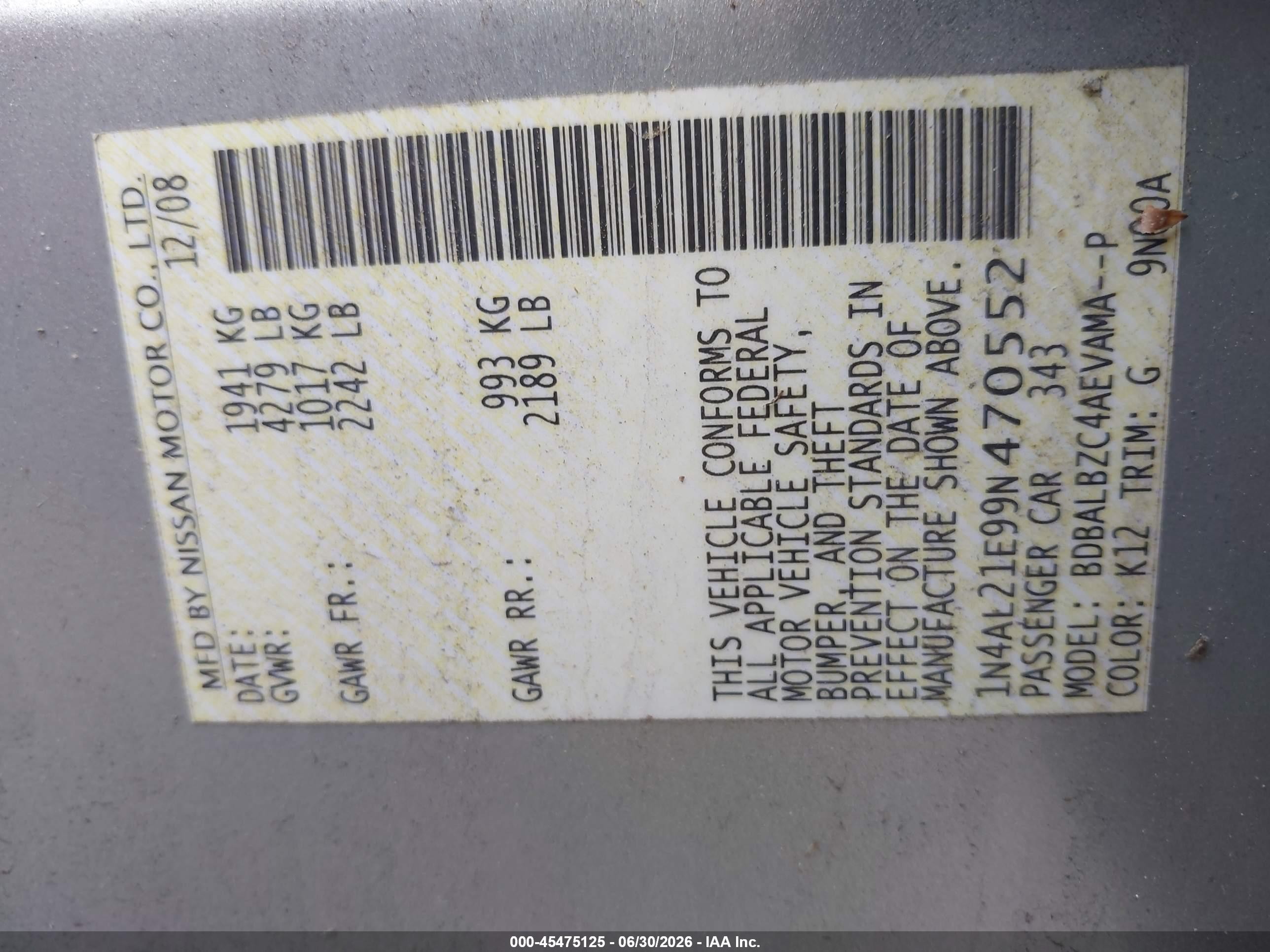 2009 Nissan Altima 2.5 S Silver vin: 1N4AL21E99N470552