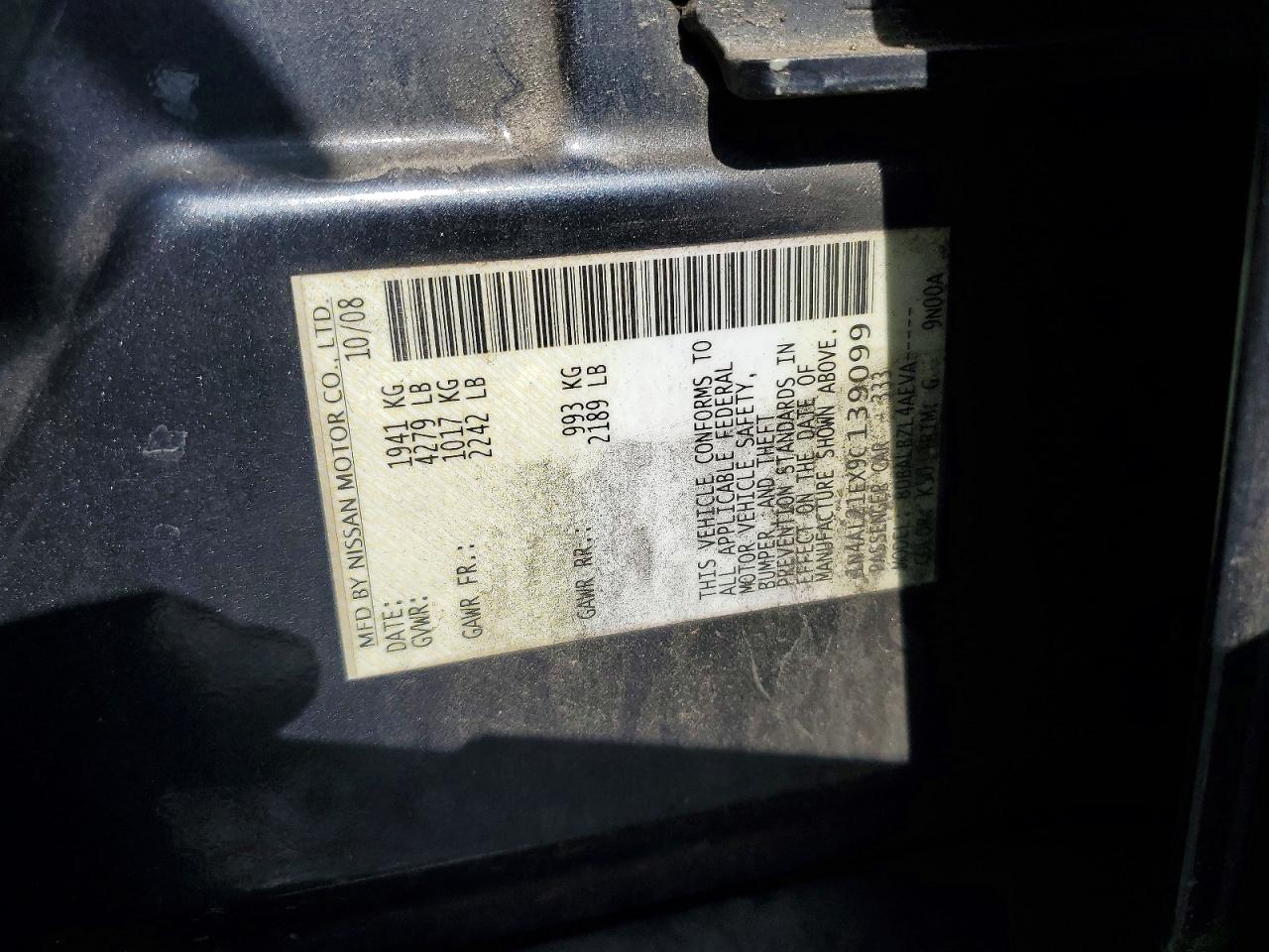 2009 Nissan Altima 2.5 Gray vin: 1N4AL21EX9C139099