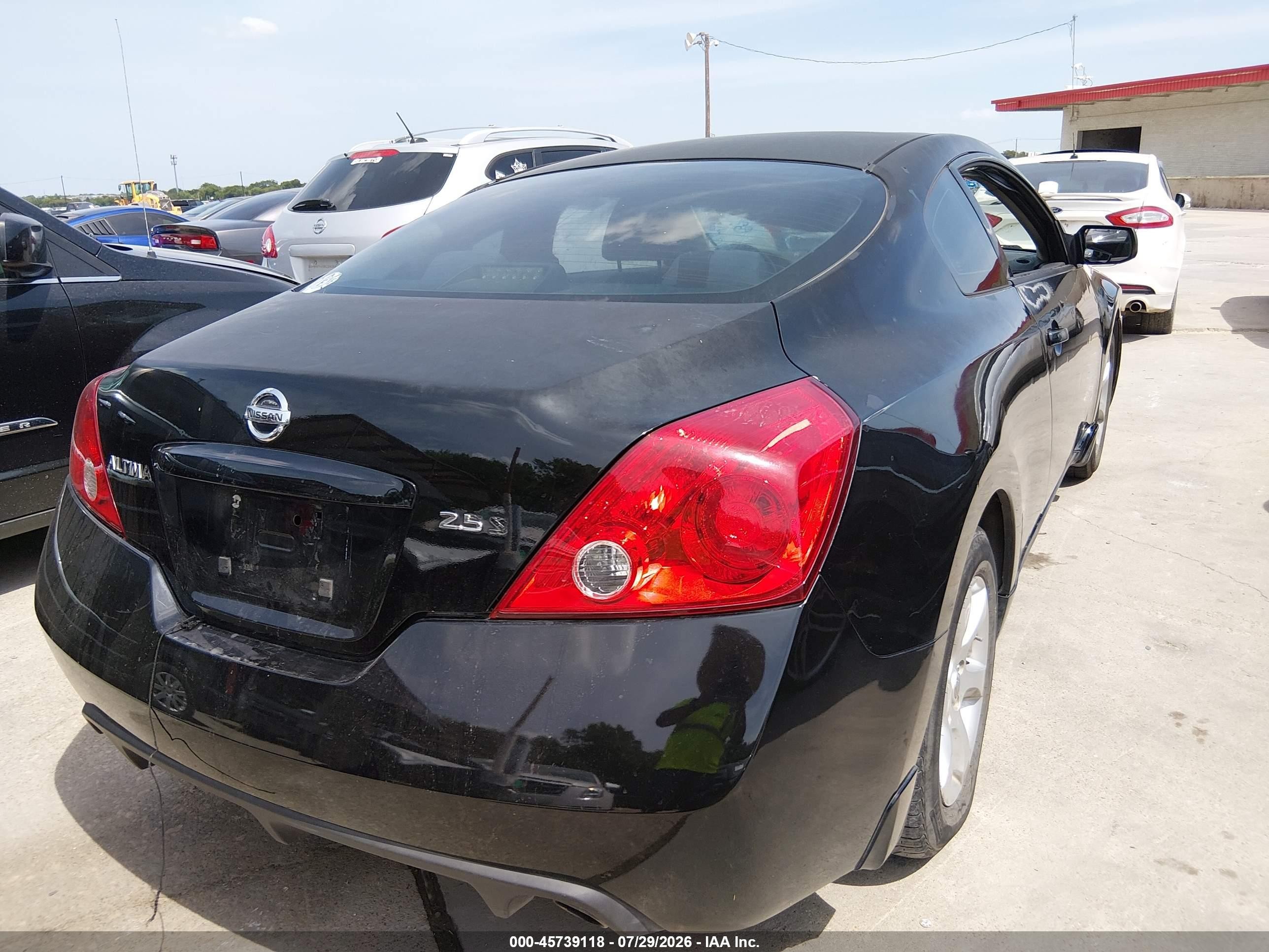 2008 Nissan Altima 2.5 S Black vin: 1N4AL24E78C279945