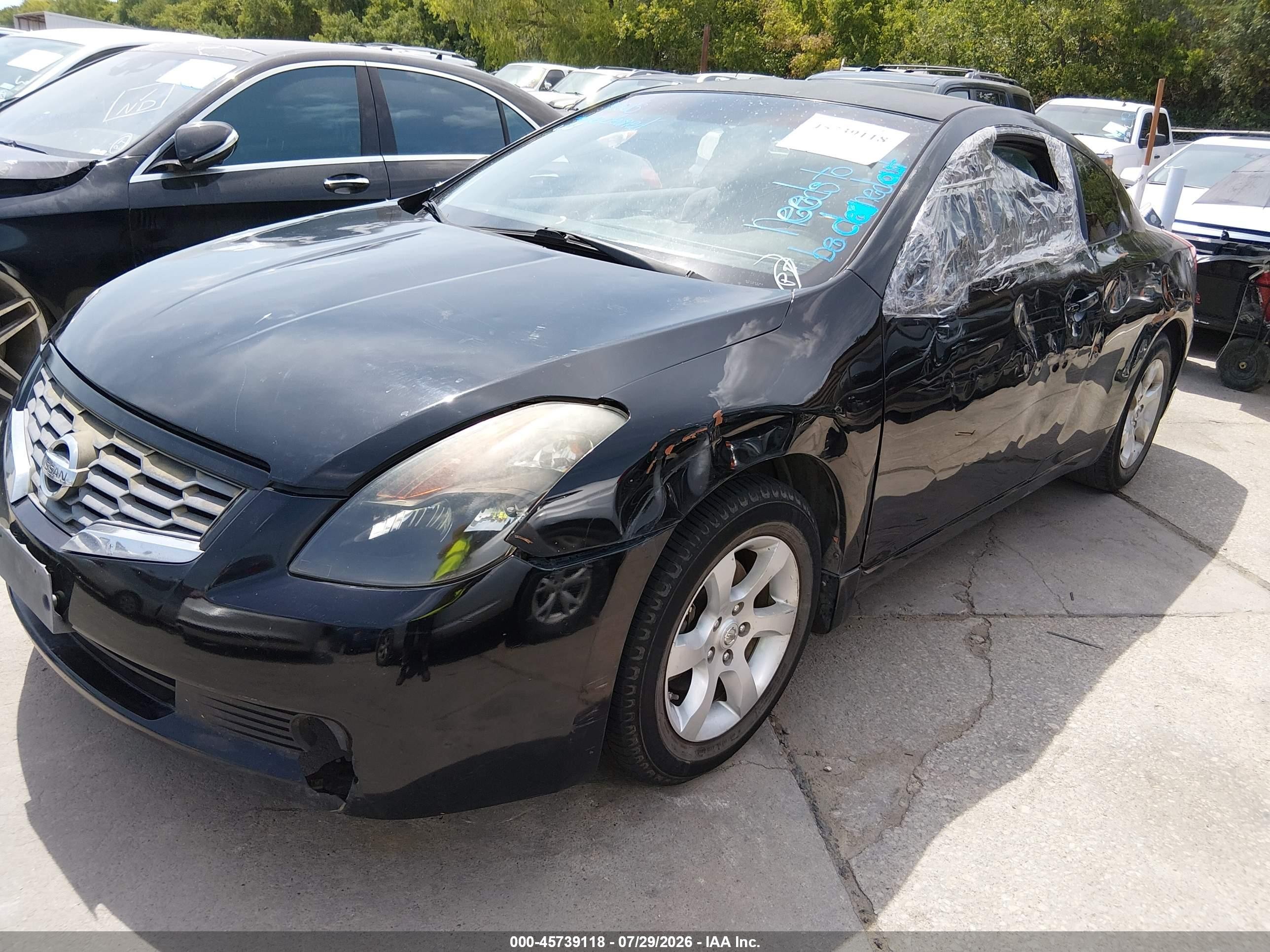 2008 Nissan Altima 2.5 S Black vin: 1N4AL24E78C279945