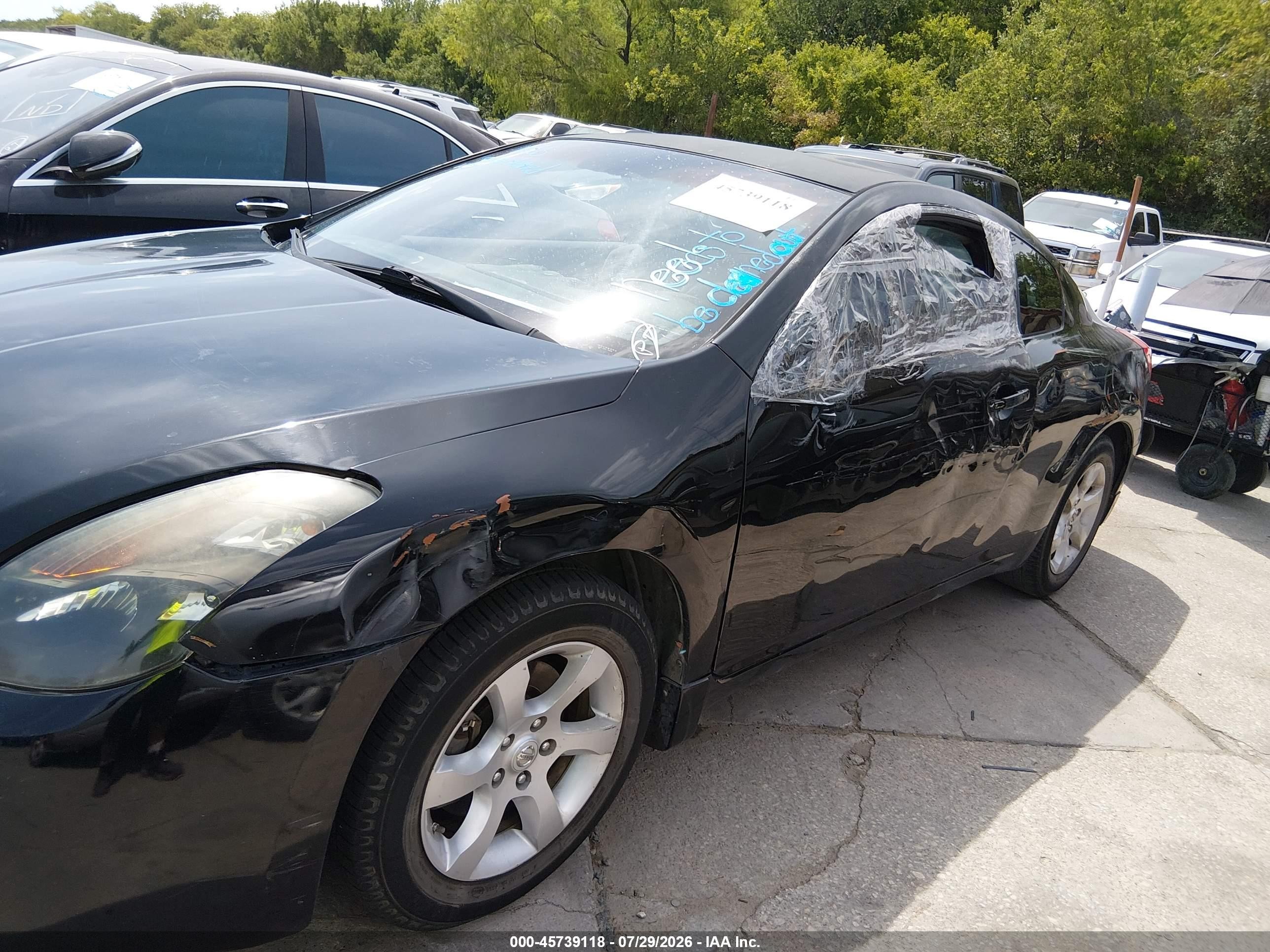 2008 Nissan Altima 2.5 S Black vin: 1N4AL24E78C279945
