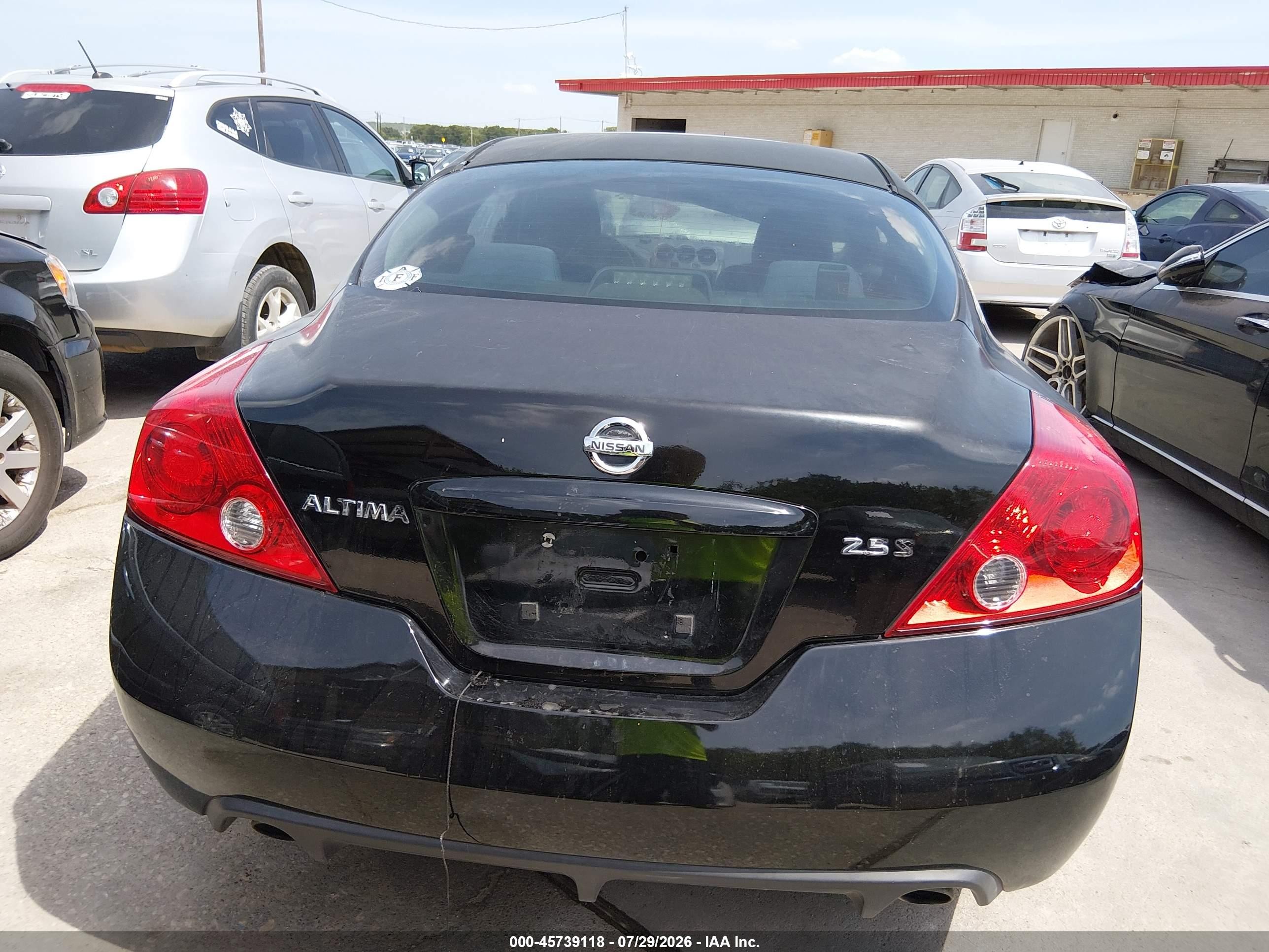 2008 Nissan Altima 2.5 S Black vin: 1N4AL24E78C279945