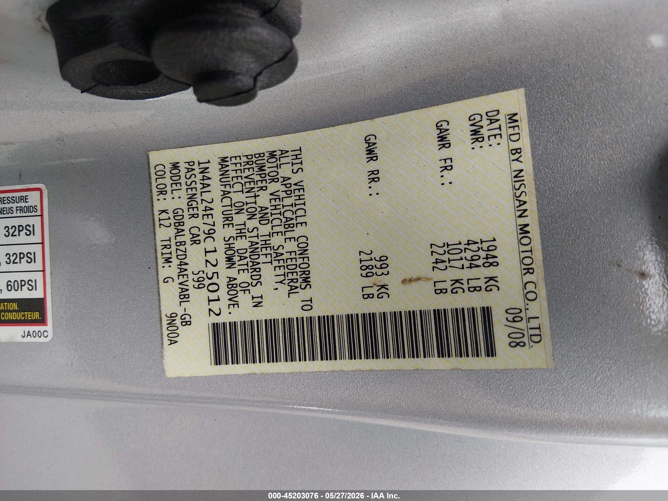 2009 Nissan Altima 2.5 S Silver vin: 1N4AL24E79C125012