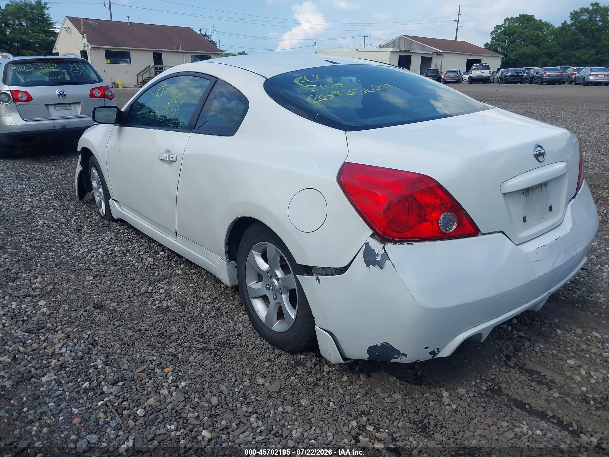 2008 Nissan Altima 2.5 S White vin: 1N4AL24E88C262832