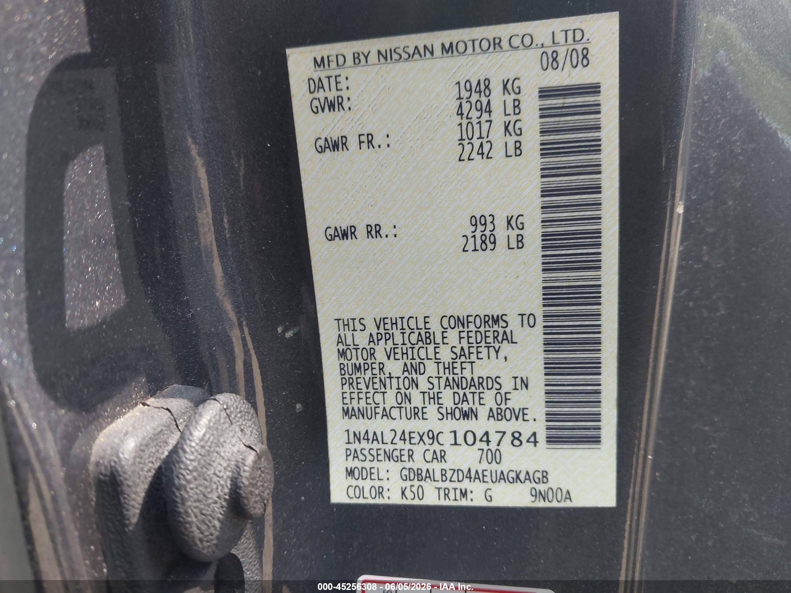 2009 Nissan Altima 2.5 S Gray vin: 1N4AL24EX9C104784