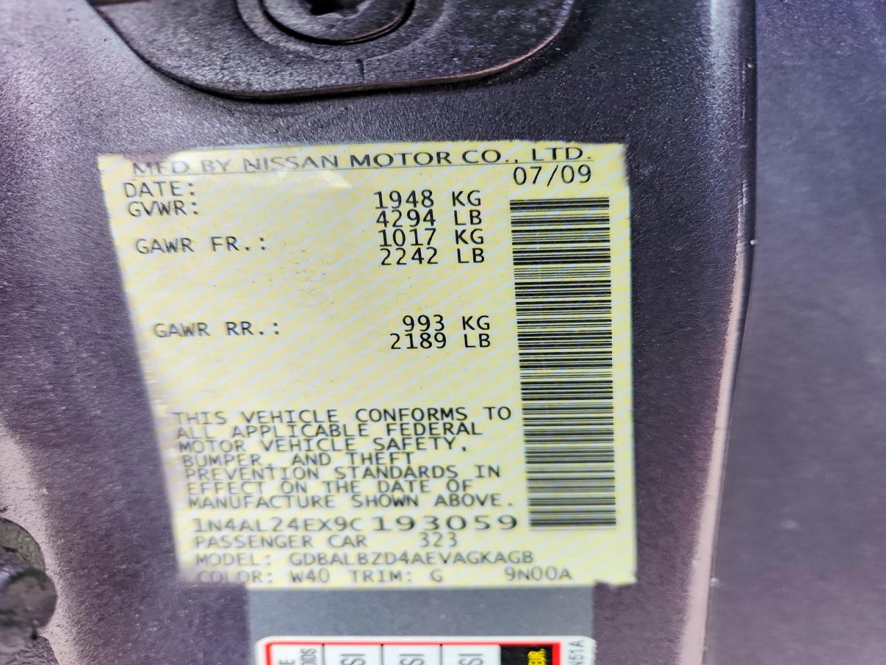 2009 Nissan Altima 2.5 S Purple vin: 1N4AL24EX9C193059