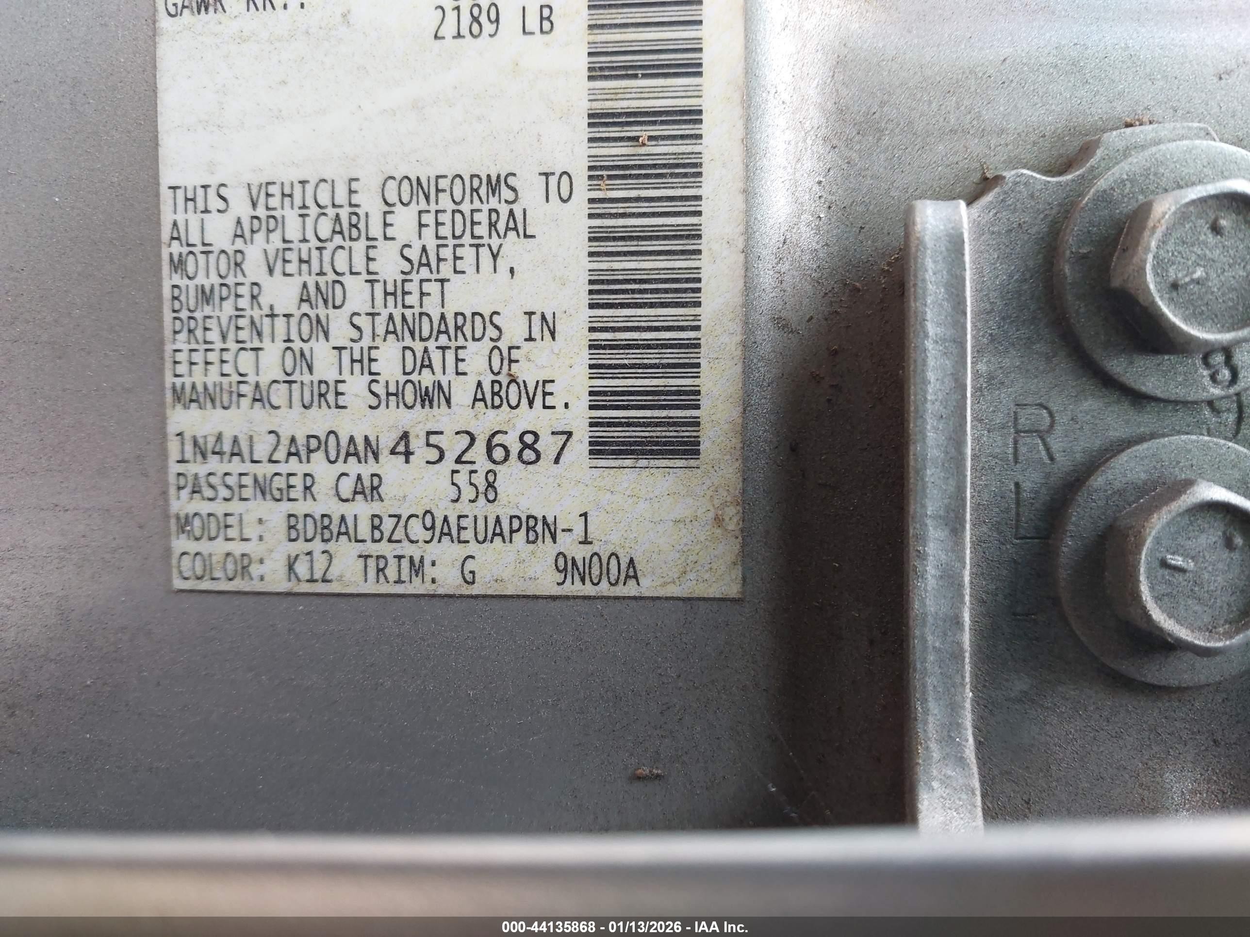 2010 Nissan Altima 2.5 S Серебряный vin: 1N4AL2AP0AN452687