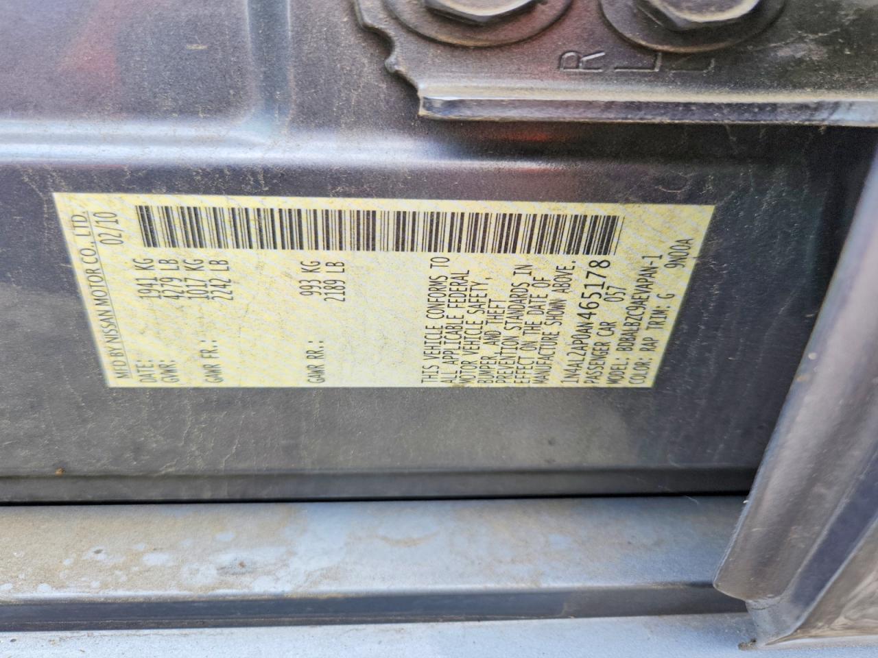 2010 Nissan Altima 2.5 Blue vin: 1N4AL2AP0AN465178