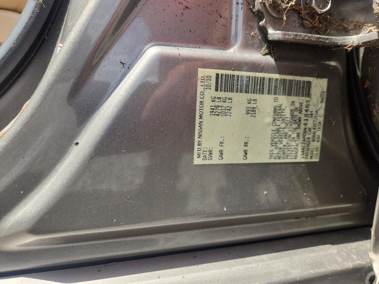 2011 Nissan Altima 2.5 Silver vin: 1N4AL2AP0BN418461