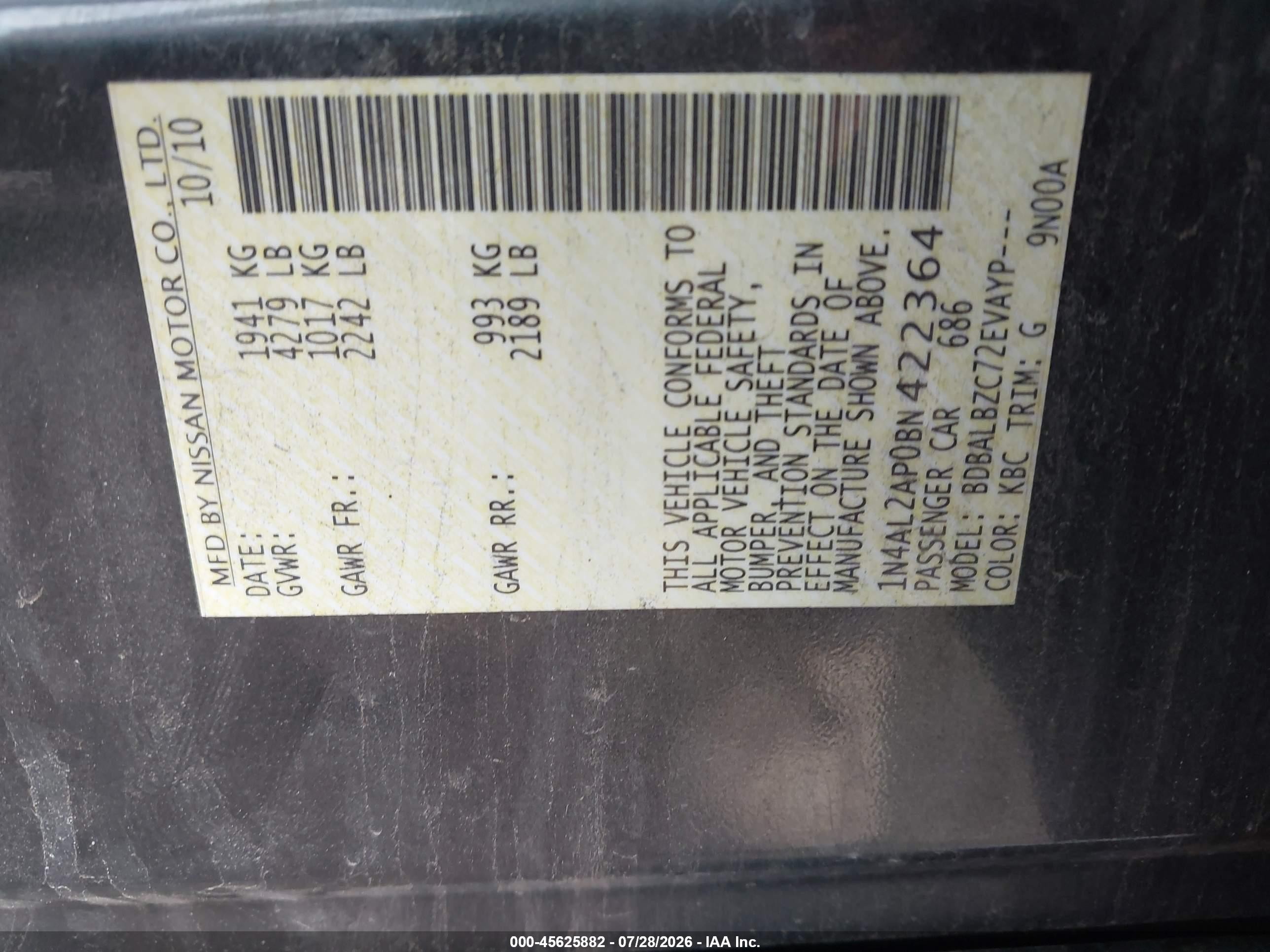 2011 Nissan Altima 2.5 S Gray vin: 1N4AL2AP0BN422364