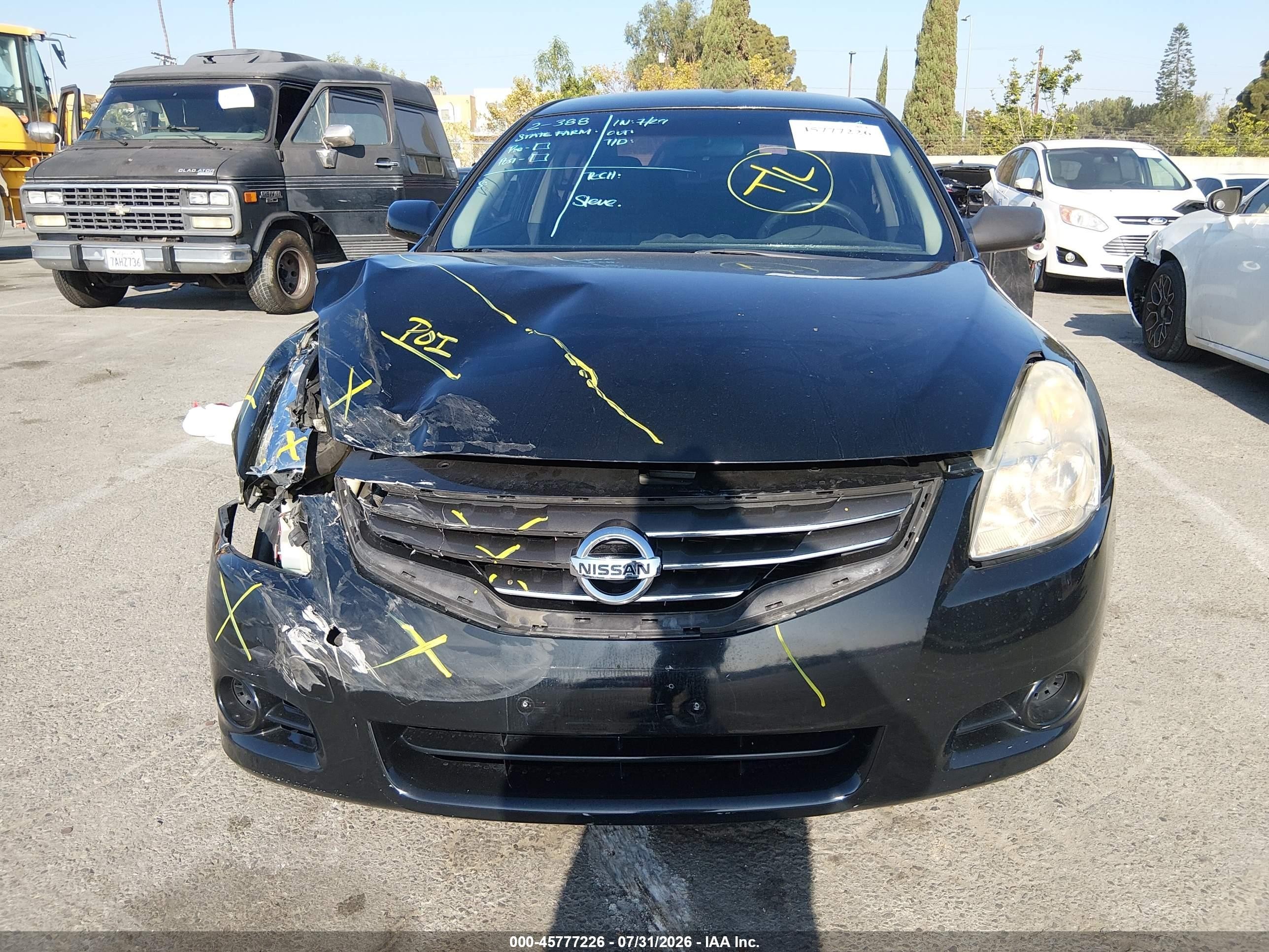 2012 Nissan Altima 2.5 S Black vin: 1N4AL2AP0CN455172