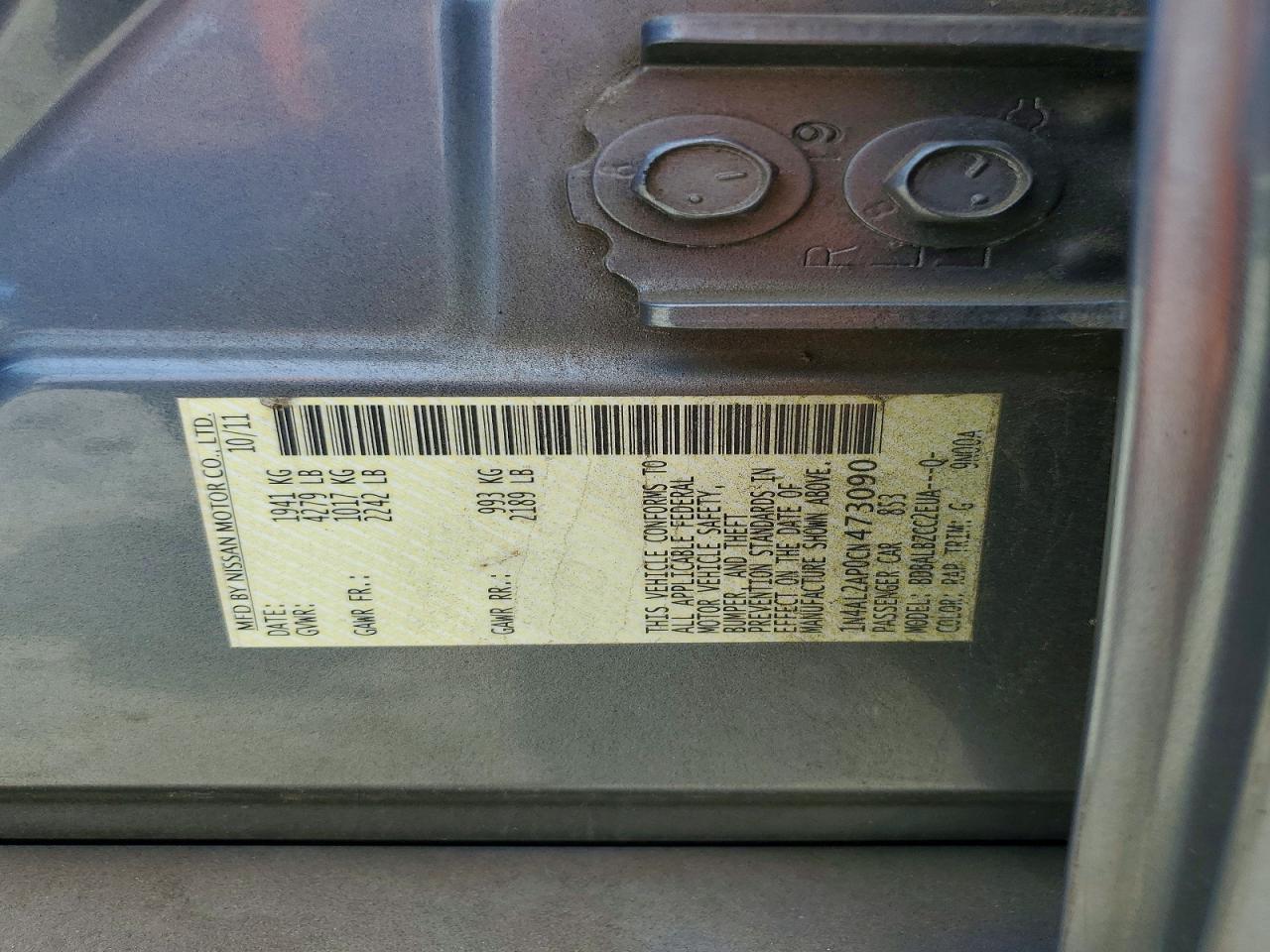 2012 Nissan Altima 2.5 Gray vin: 1N4AL2AP0CN473090