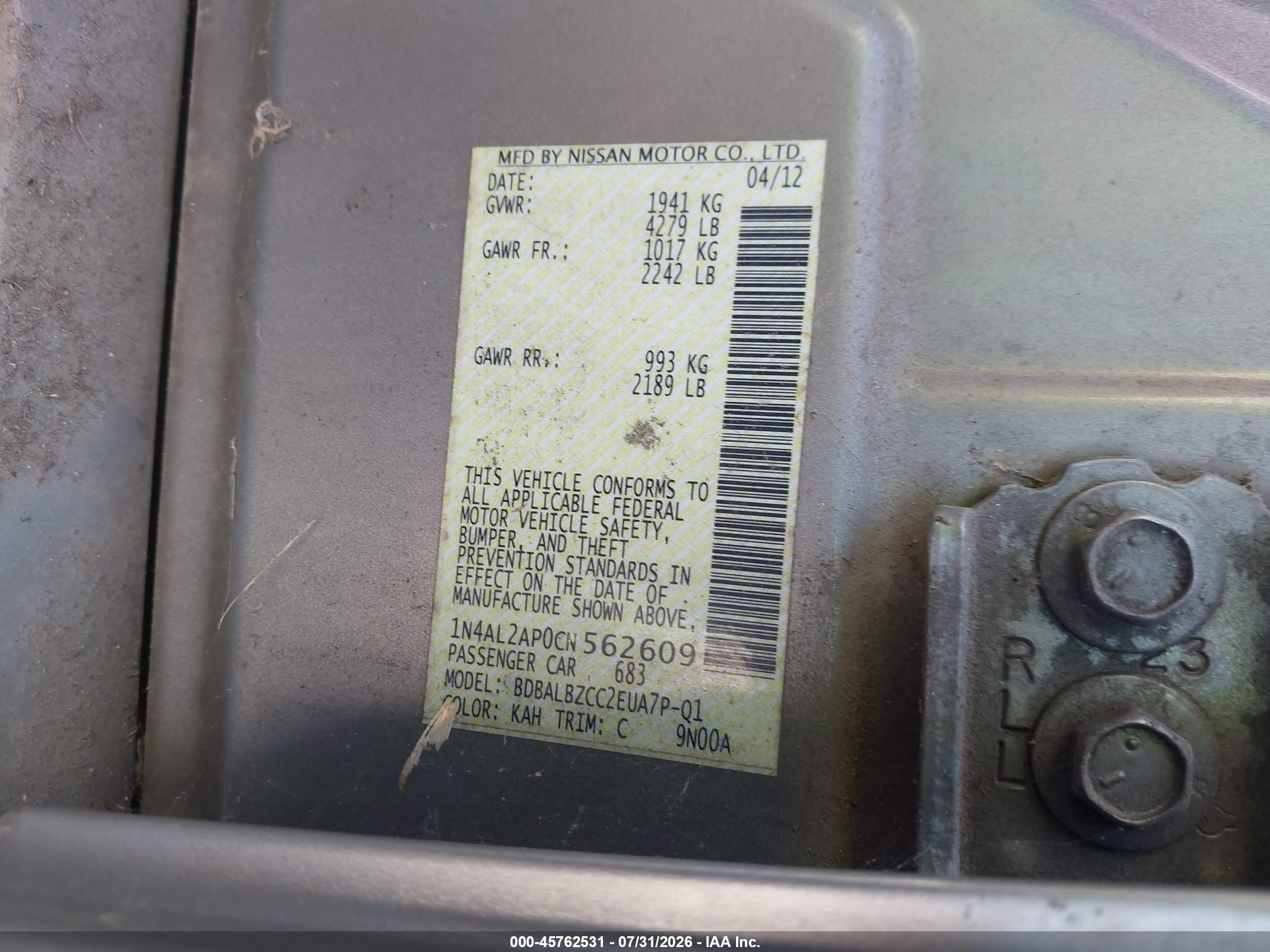 2012 Nissan Altima 2.5 S Gold vin: 1N4AL2AP0CN562609