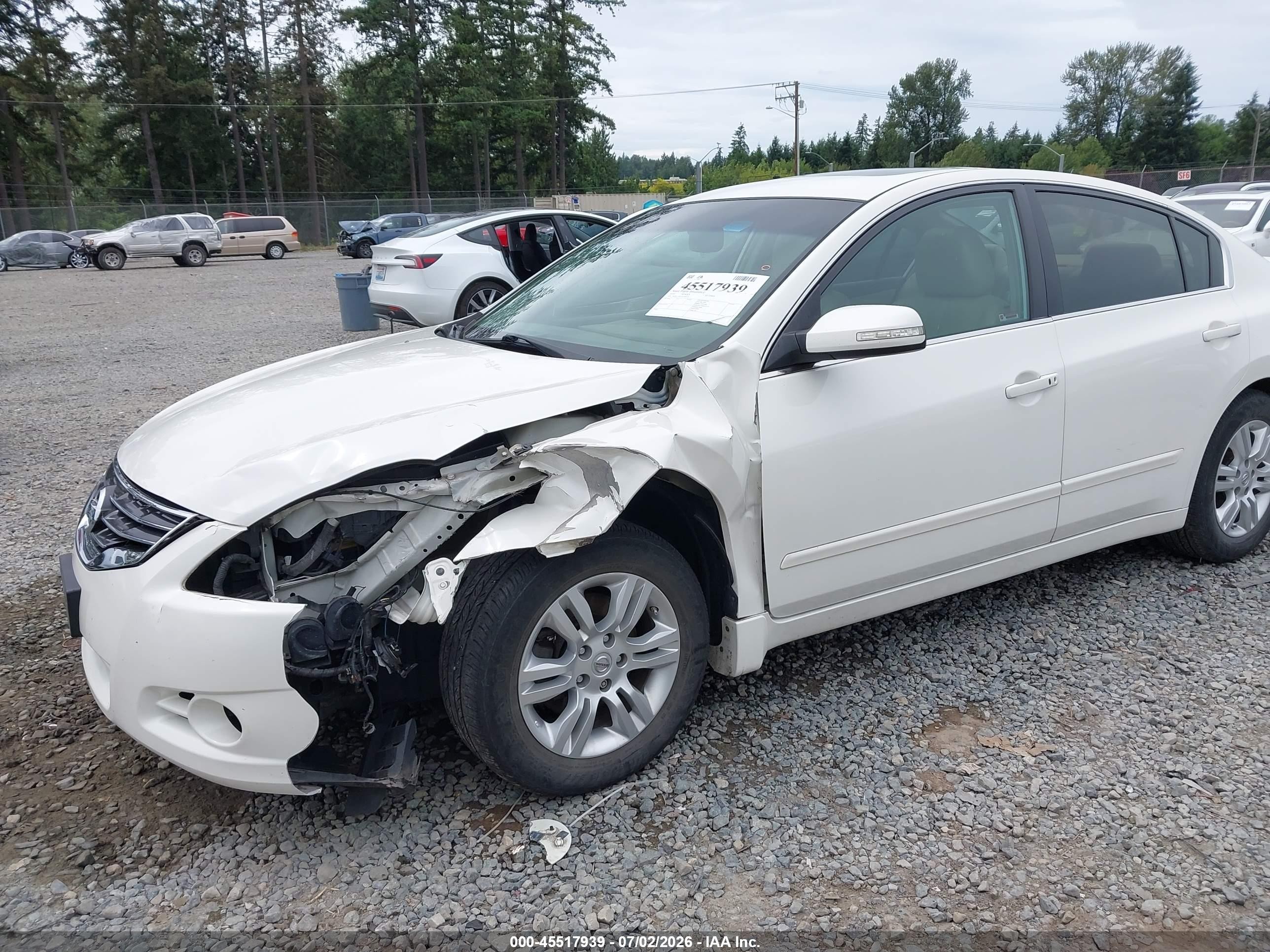 2010 Nissan Altima 2.5 S White vin: 1N4AL2AP1AC119278