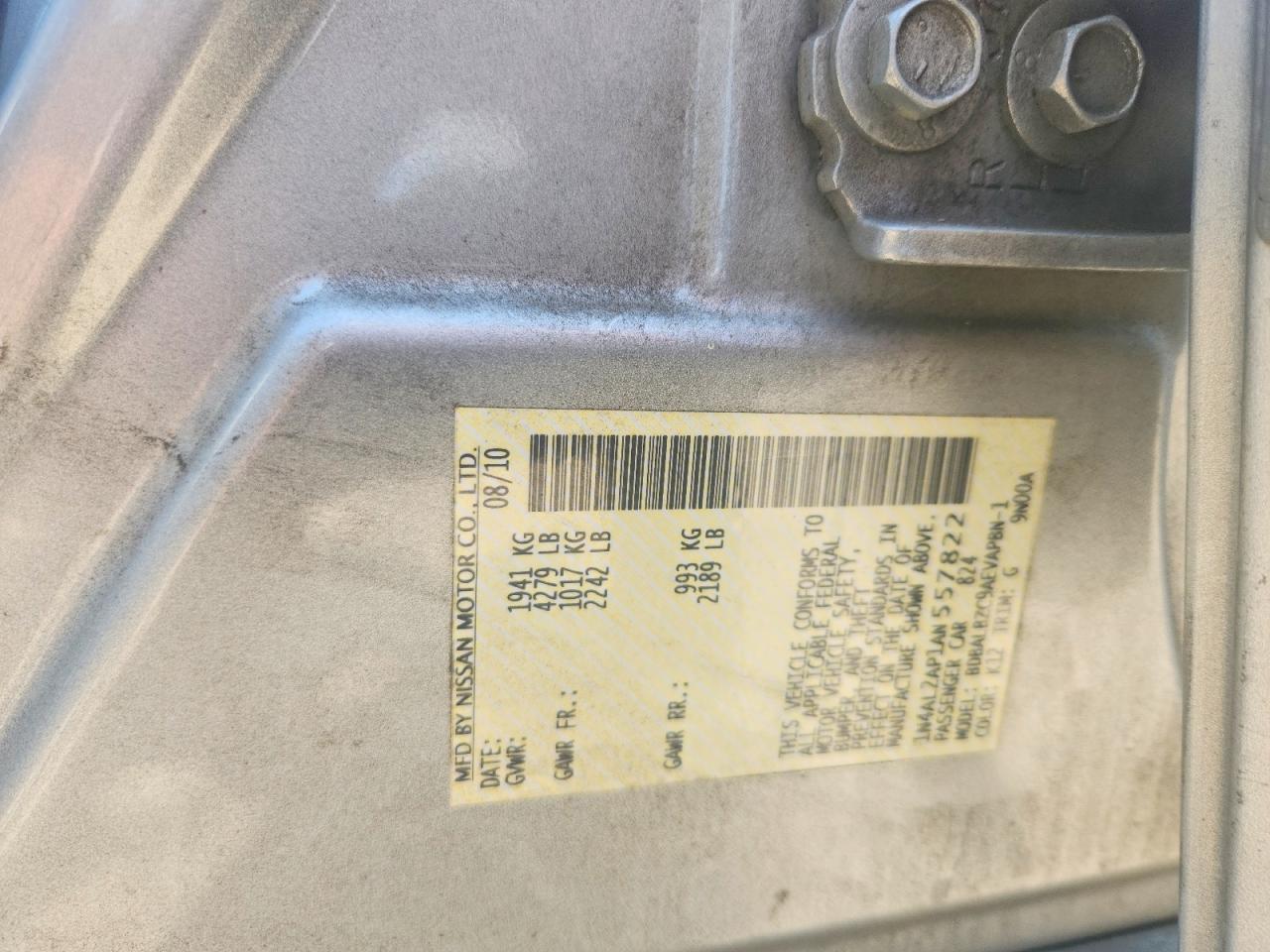 2010 Nissan Altima 2.5 Silver vin: 1N4AL2AP1AN557822