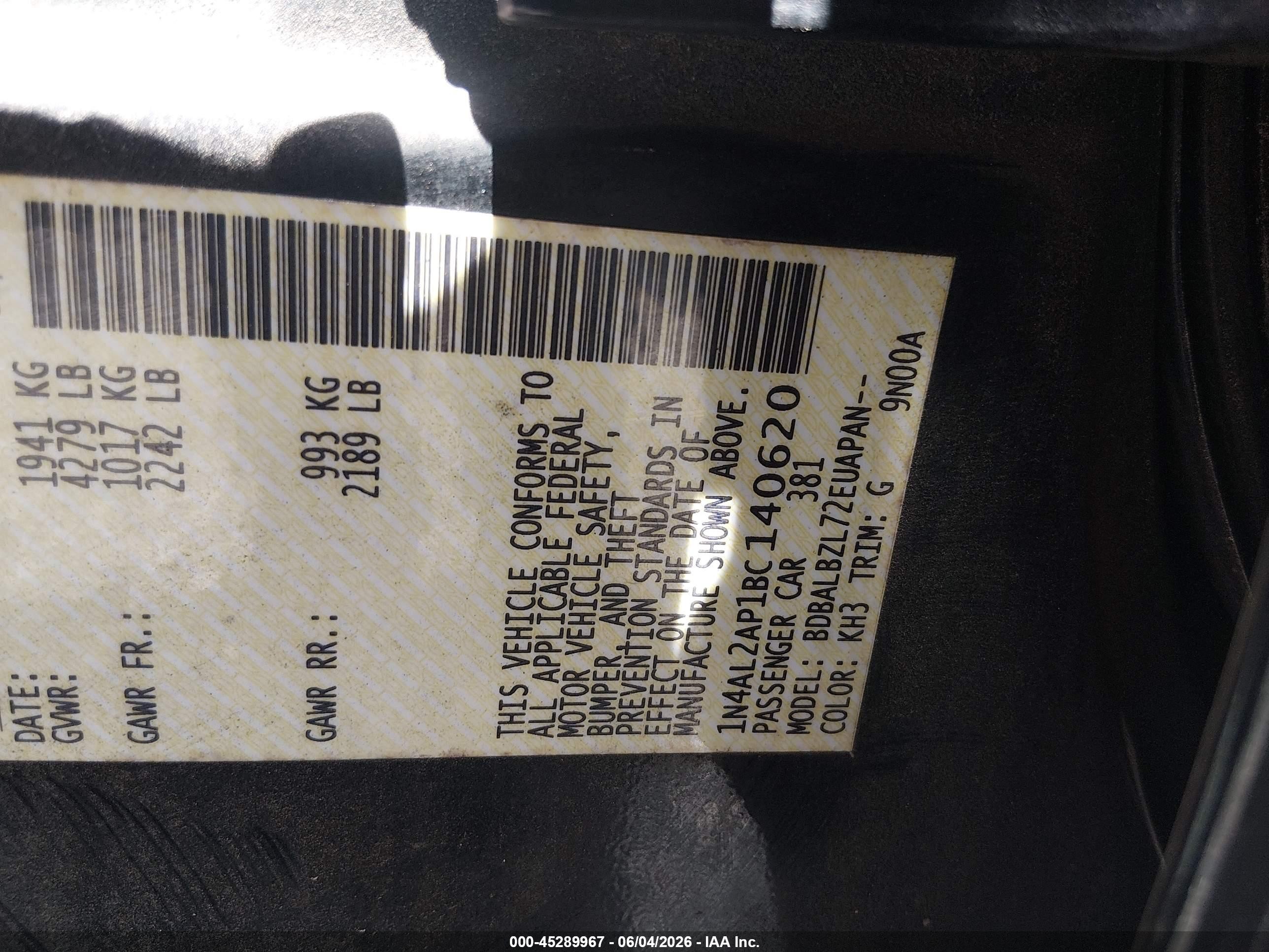 2011 Nissan Altima 2.5 S Черный vin: 1N4AL2AP1BC140620