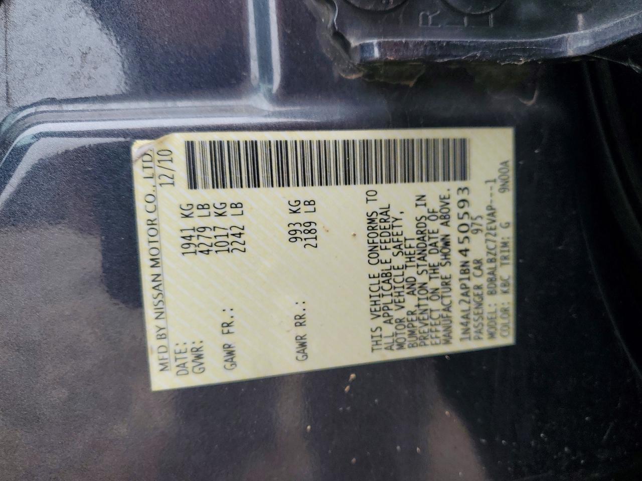 2011 Nissan Altima Gray vin: 1N4AL2AP1BN450593