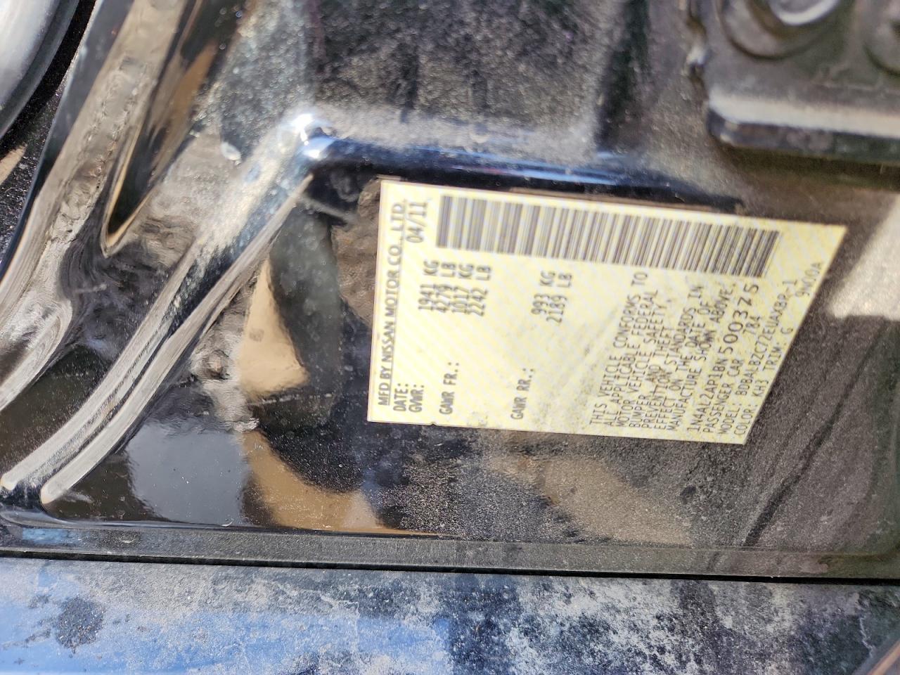 2011 Nissan Altima Base Черный vin: 1N4AL2AP1BN500375