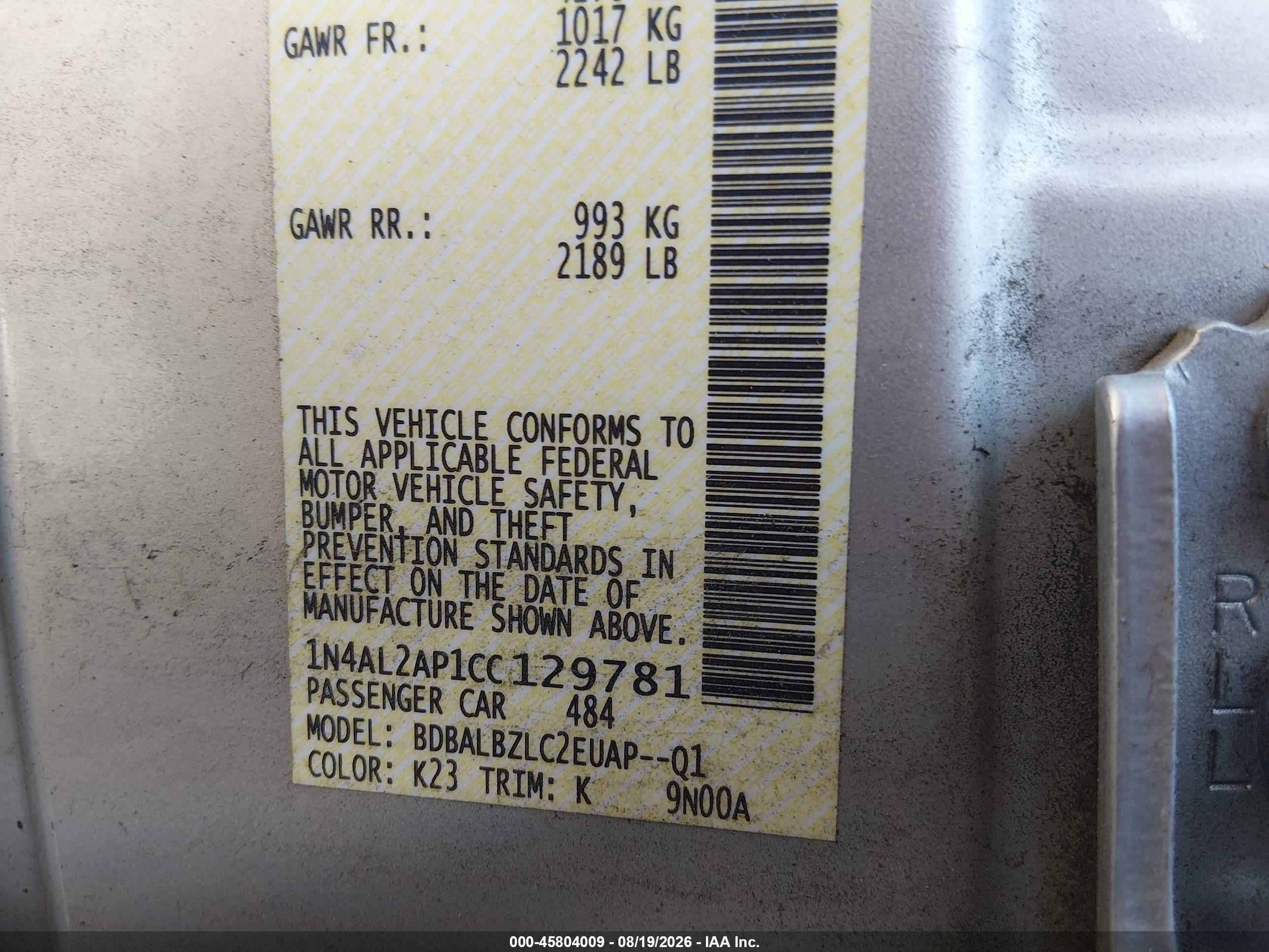 2012 Nissan Altima 2.5 S Silver vin: 1N4AL2AP1CC129781
