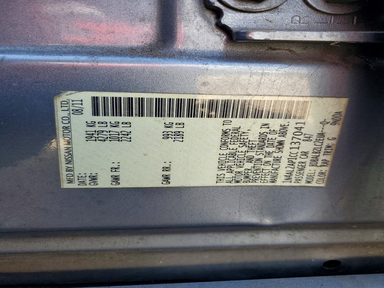 2012 Nissan Altima 2.5 Blue vin: 1N4AL2AP1CC137041