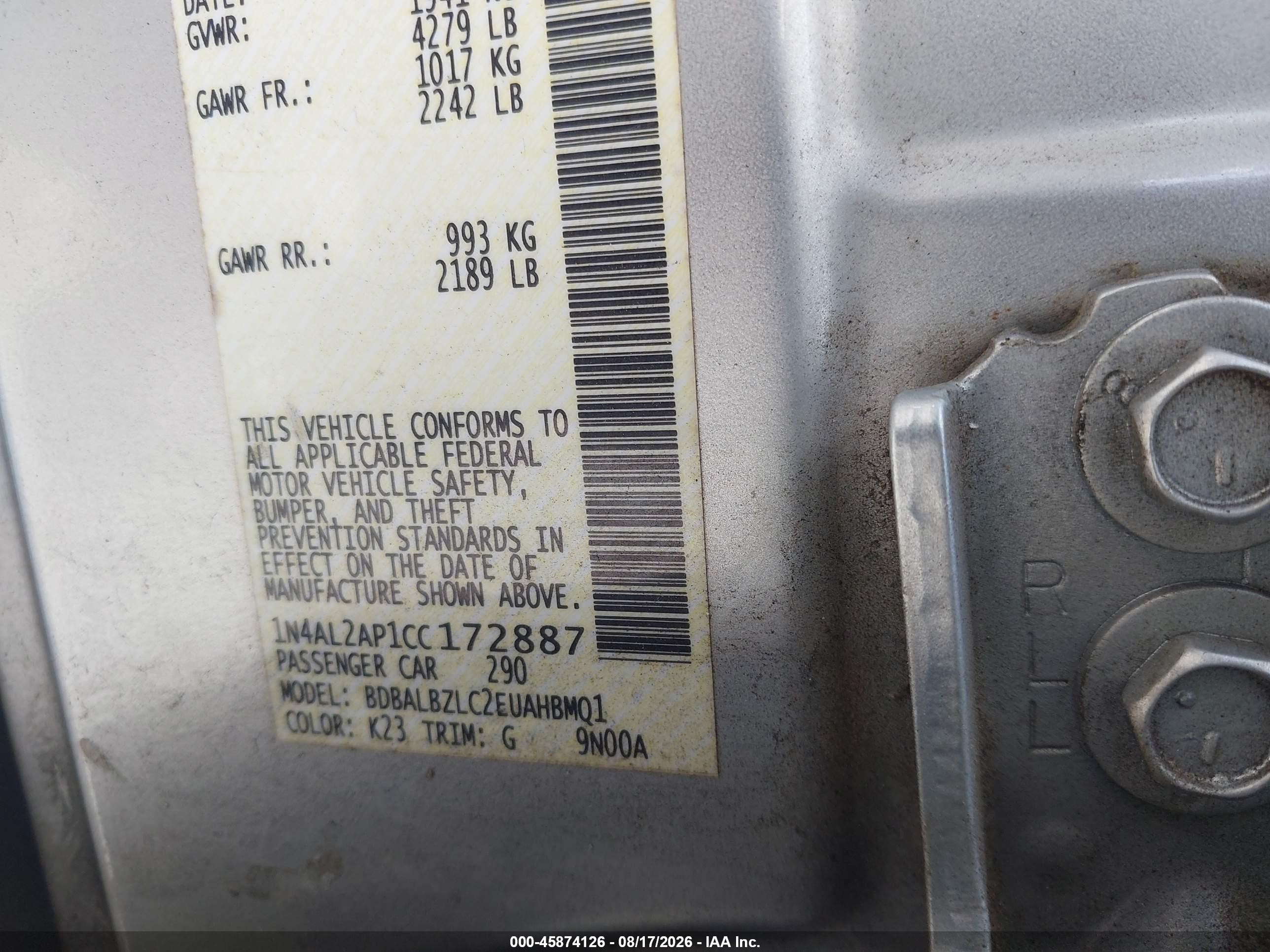 2012 Nissan Altima 2.5 S Silver vin: 1N4AL2AP1CC172887