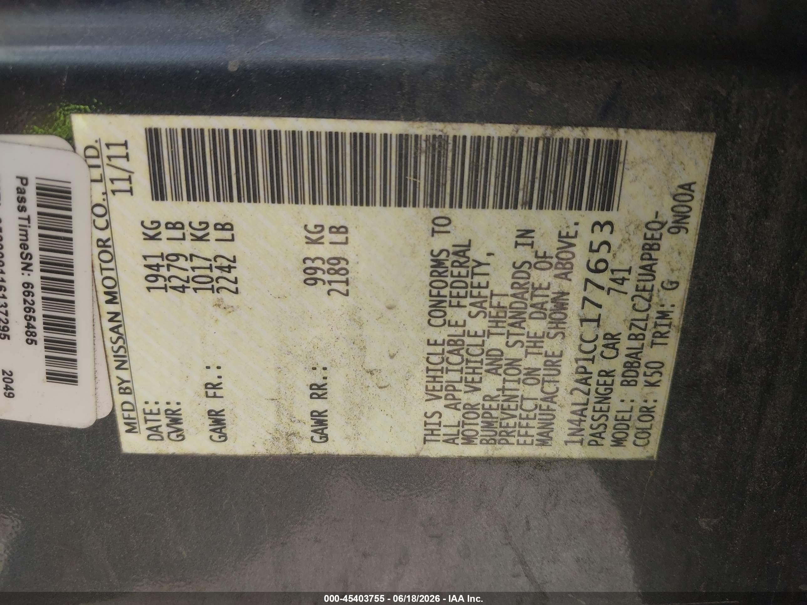 2012 Nissan Altima 2.5/2.5 S Gray vin: 1N4AL2AP1CC177653
