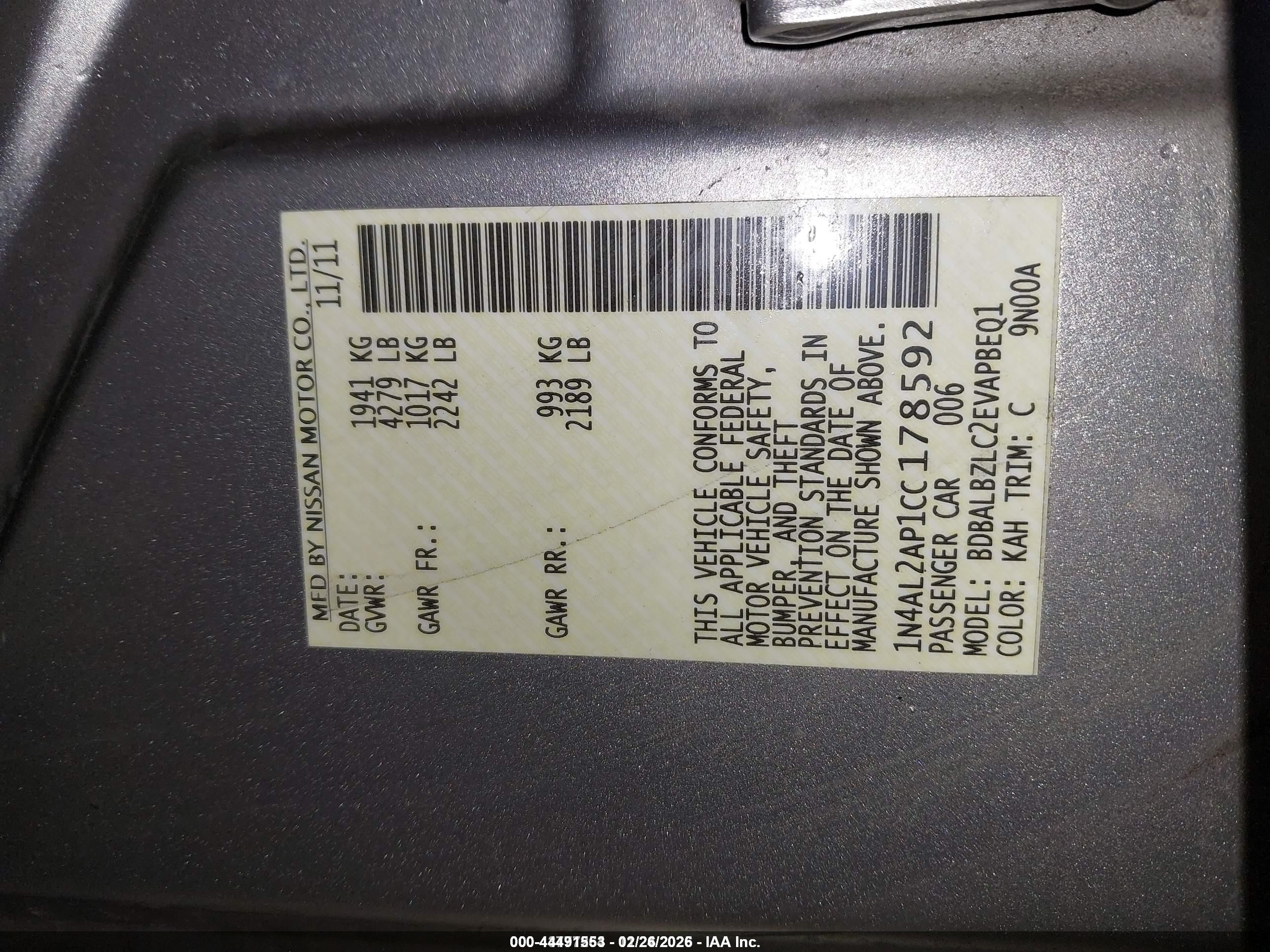 2012 Nissan Altima 2.5 S Gray vin: 1N4AL2AP1CC178592