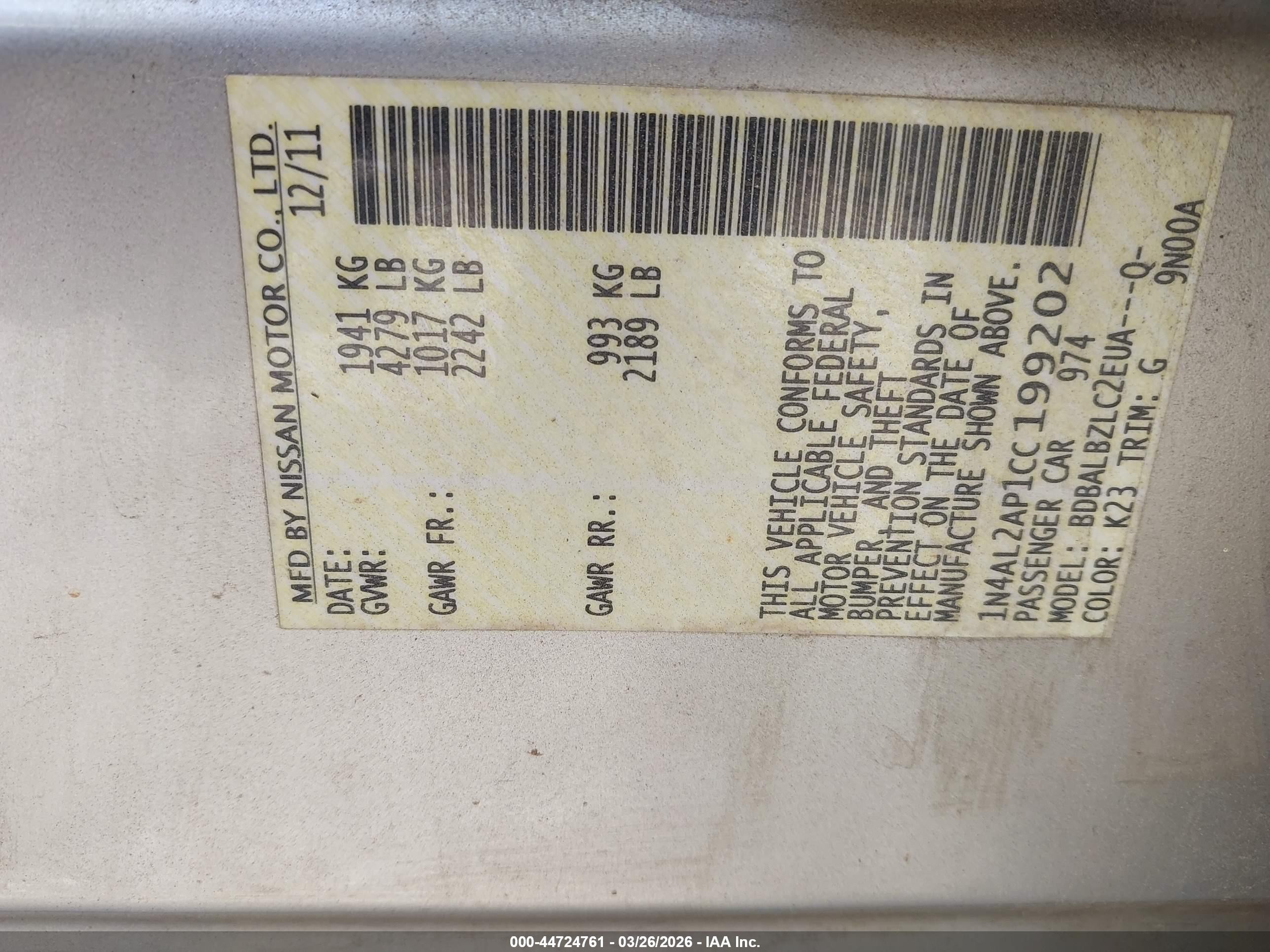 2012 Nissan Altima 2.5 S Silver vin: 1N4AL2AP1CC199202