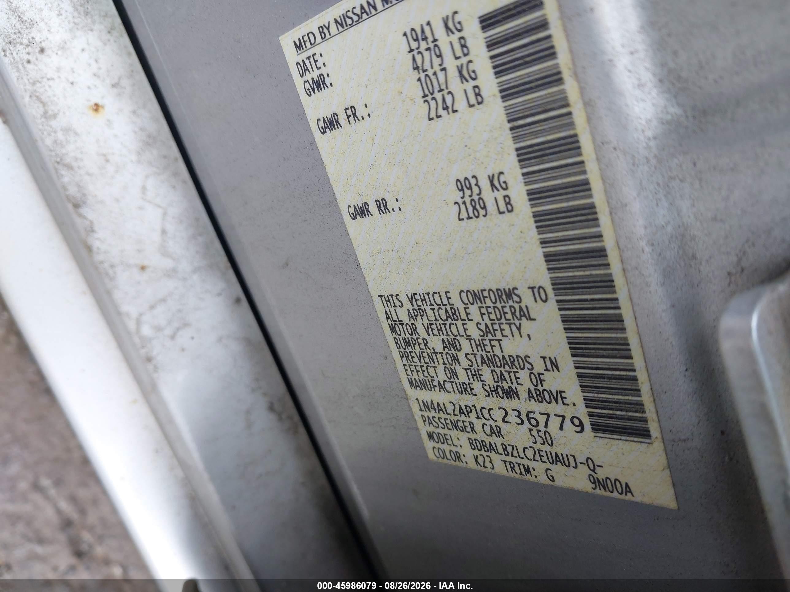2012 Nissan Altima 2.5 S Silver vin: 1N4AL2AP1CC236779