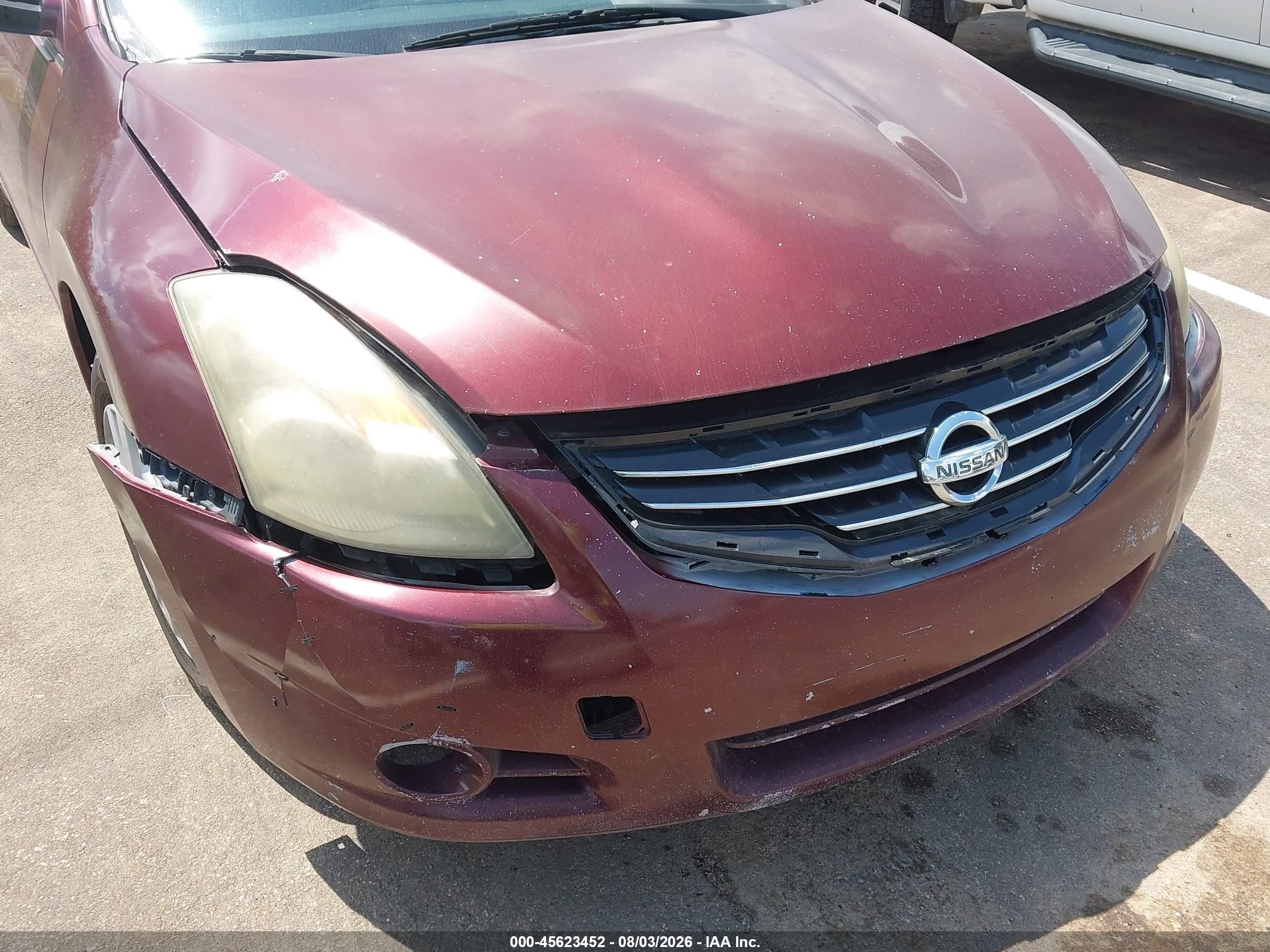 2012 Nissan Altima 2.5 S Maroon vin: 1N4AL2AP1CC237673