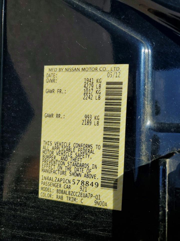 2012 Nissan Altima 2.5 Синий vin: 1N4AL2AP1CN578849