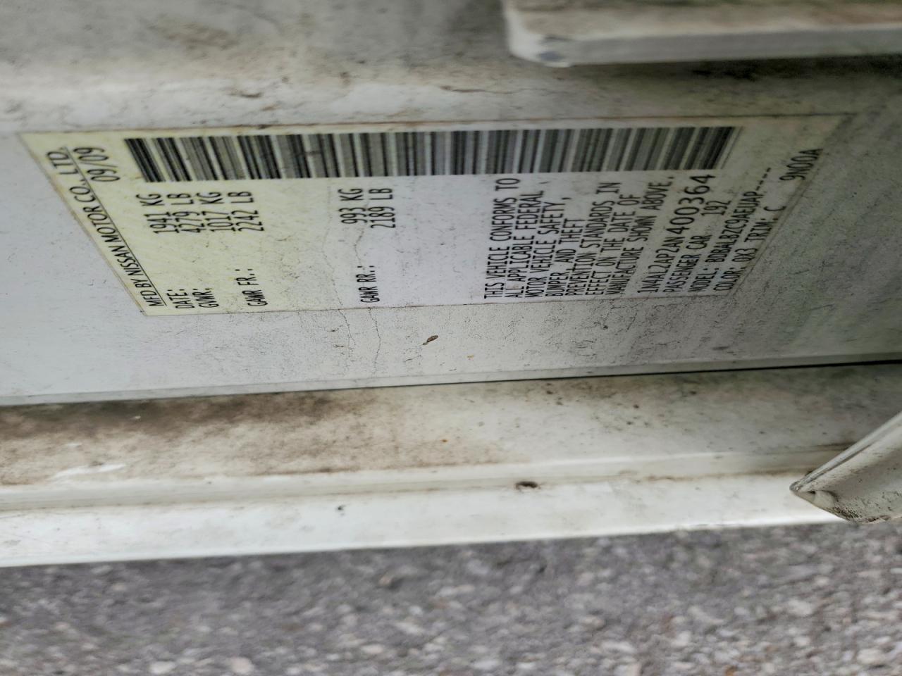 2010 Nissan Altima 2.5 White vin: 1N4AL2AP2AN400364