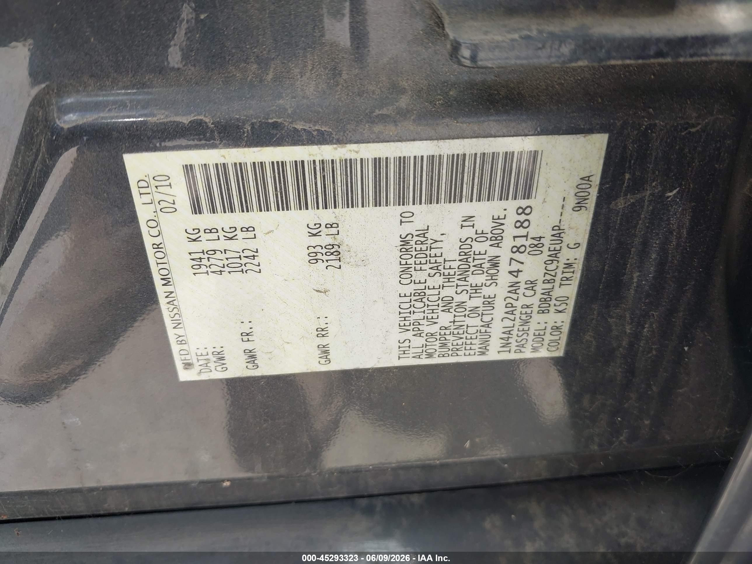 2010 Nissan Altima 2.5 S Серый vin: 1N4AL2AP2AN478188