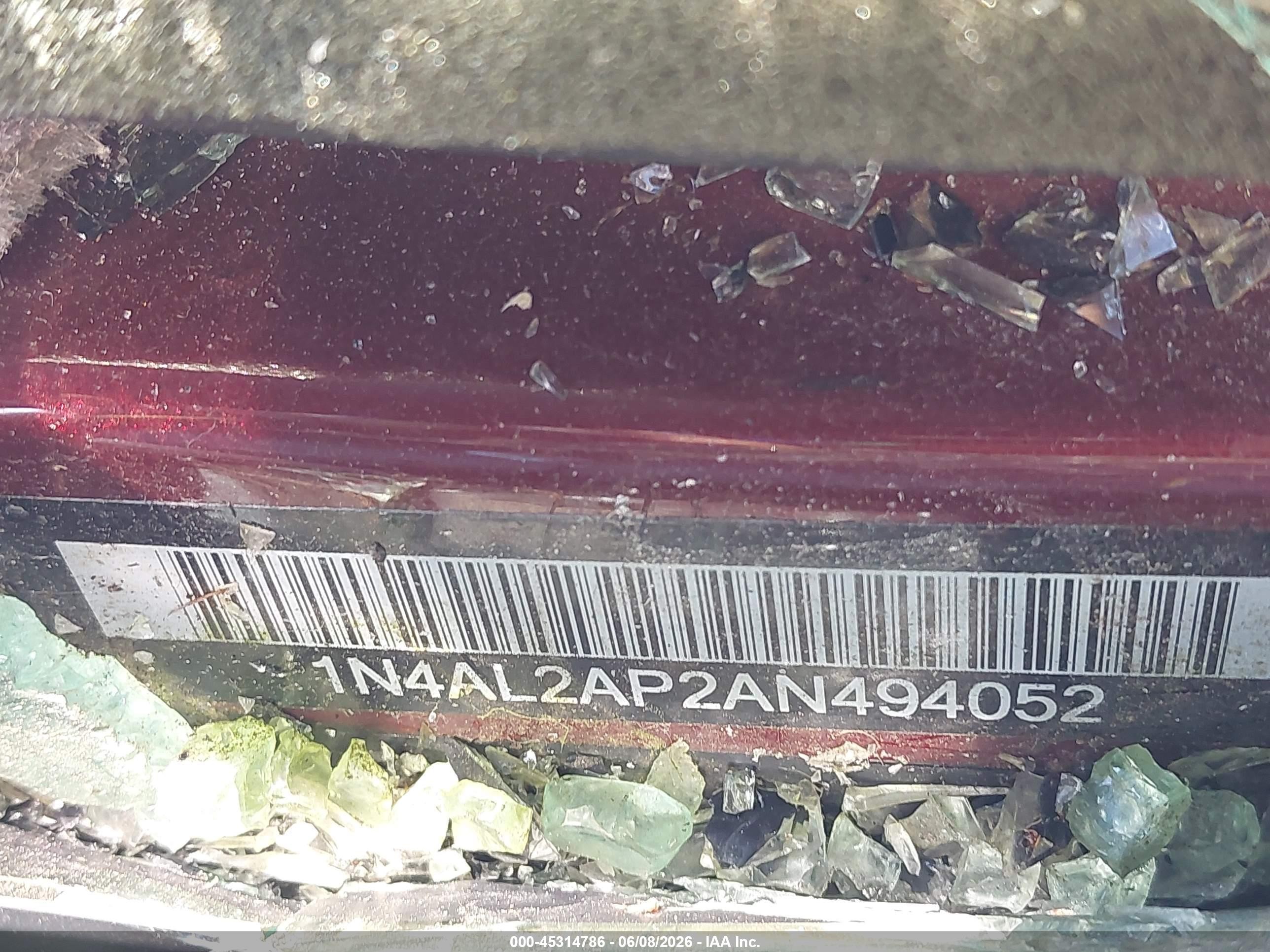 2010 Nissan Altima 2.5 S Burgundy vin: 1N4AL2AP2AN494052