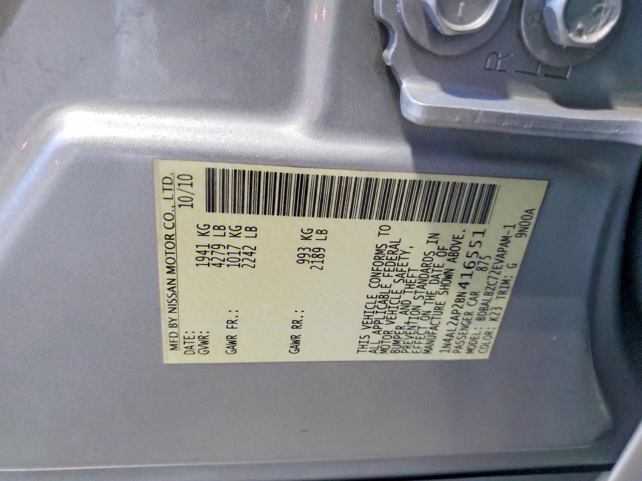 2011 Nissan Altima 2.5 Silver vin: 1N4AL2AP2BN416551