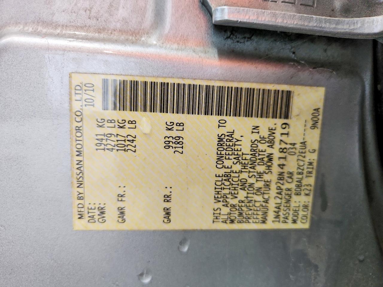 2011 Nissan Altima 2.5 Silver vin: 1N4AL2AP2BN418719