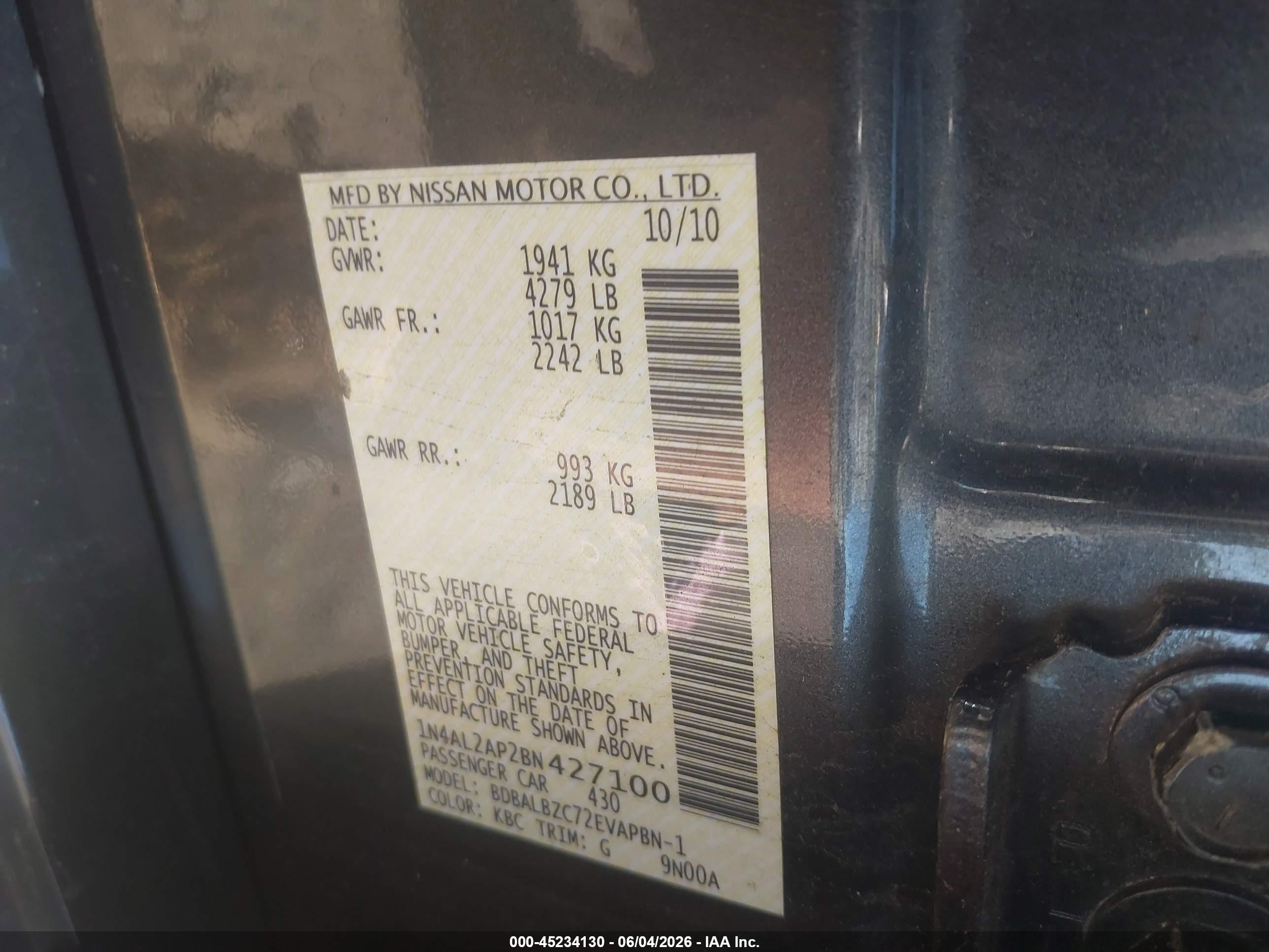 2011 Nissan Altima 2.5 S Gray vin: 1N4AL2AP2BN427100