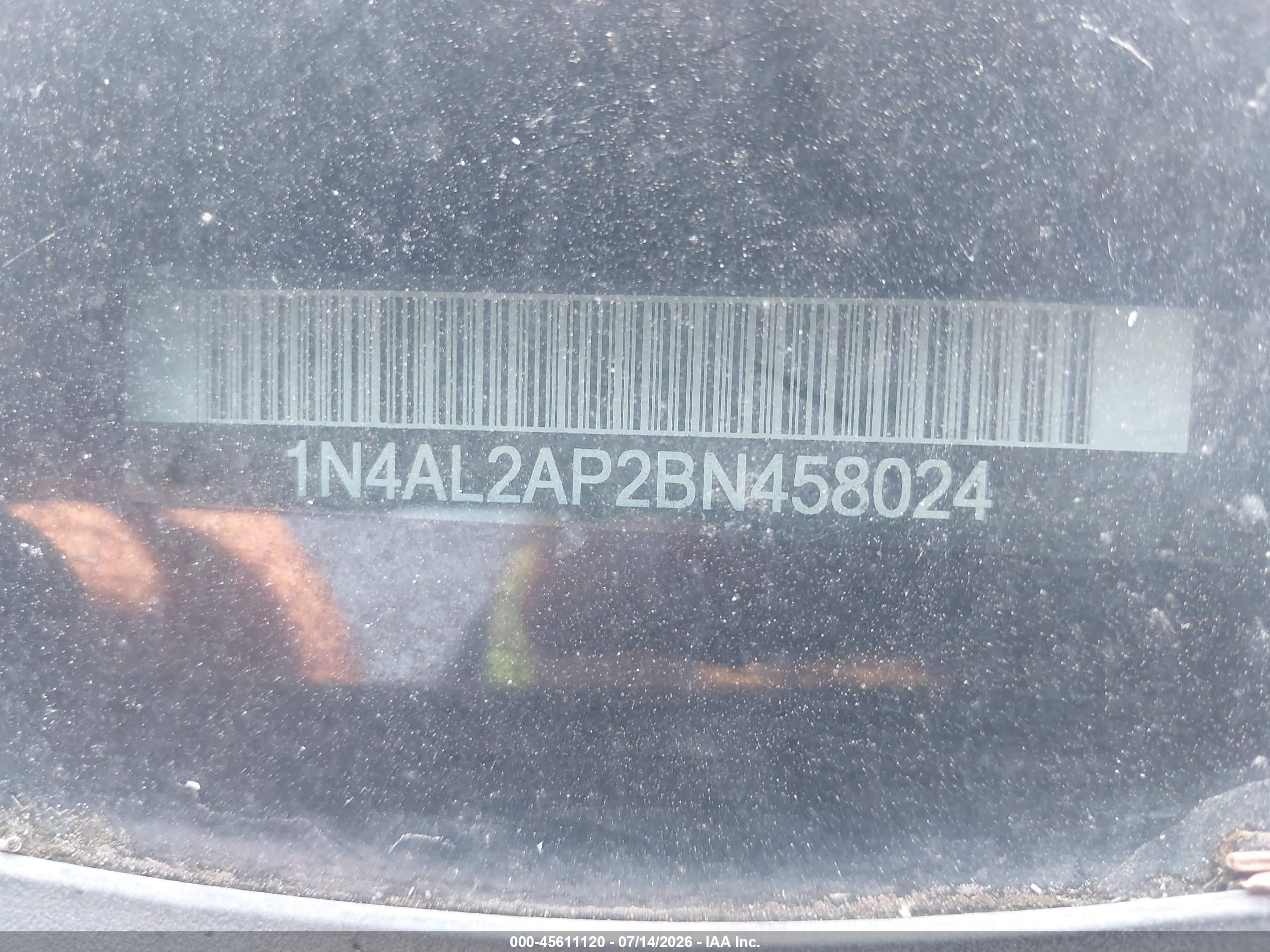 2011 Nissan Altima 2.5 S Black vin: 1N4AL2AP2BN458024