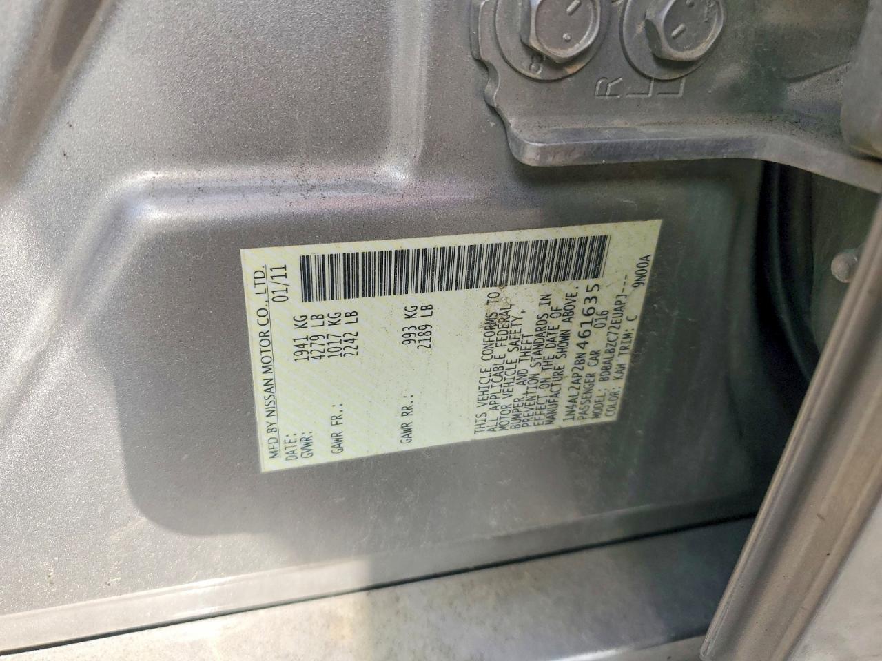 2011 Nissan Altima 2.5 Silver vin: 1N4AL2AP2BN461635