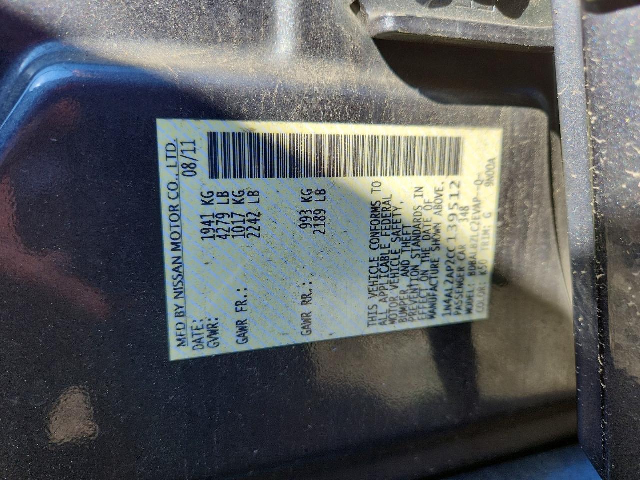 2012 Nissan Altima 2.5 Gray vin: 1N4AL2AP2CC139512