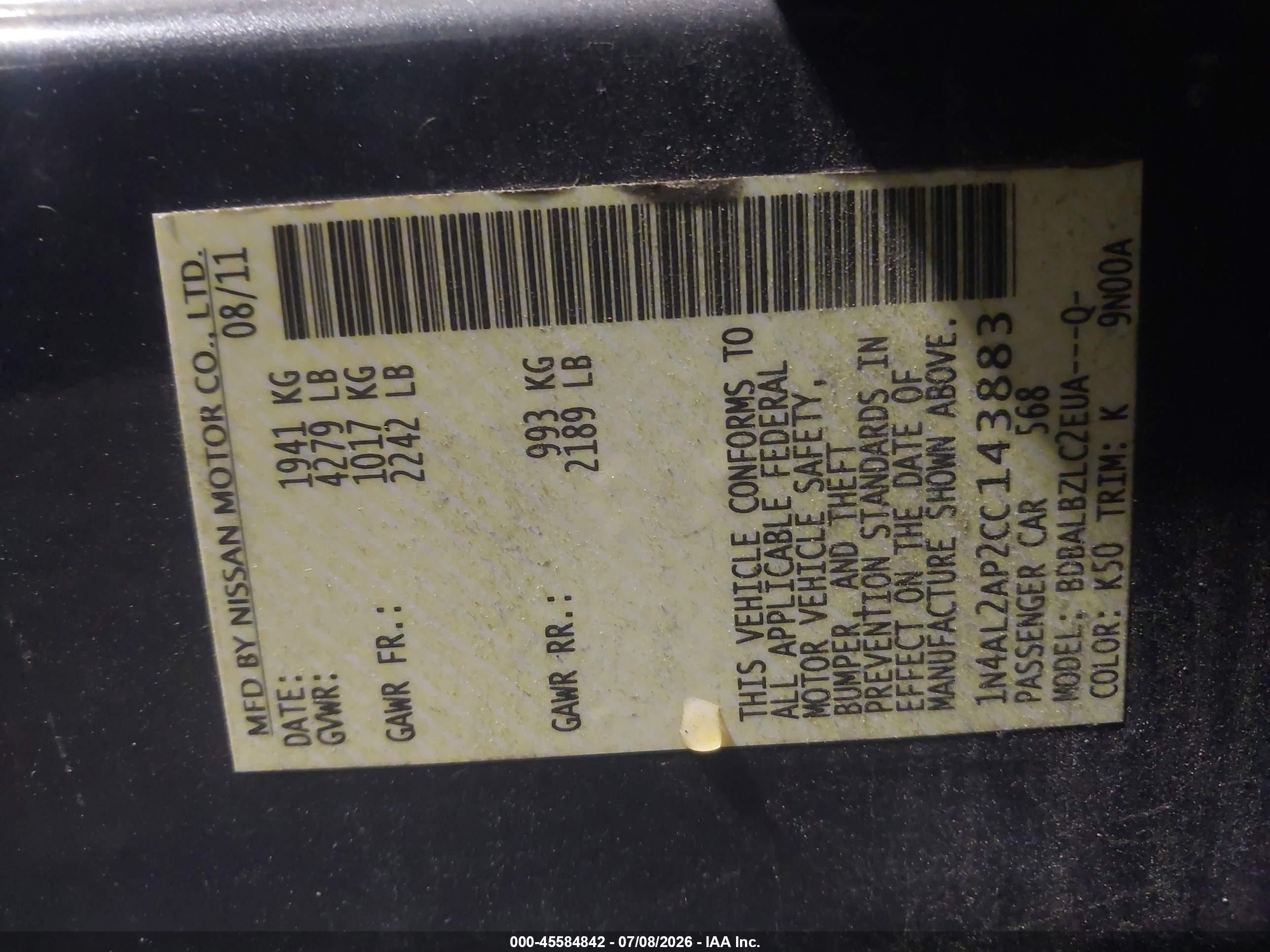 2012 Nissan Altima 2.5 S Gray vin: 1N4AL2AP2CC143883