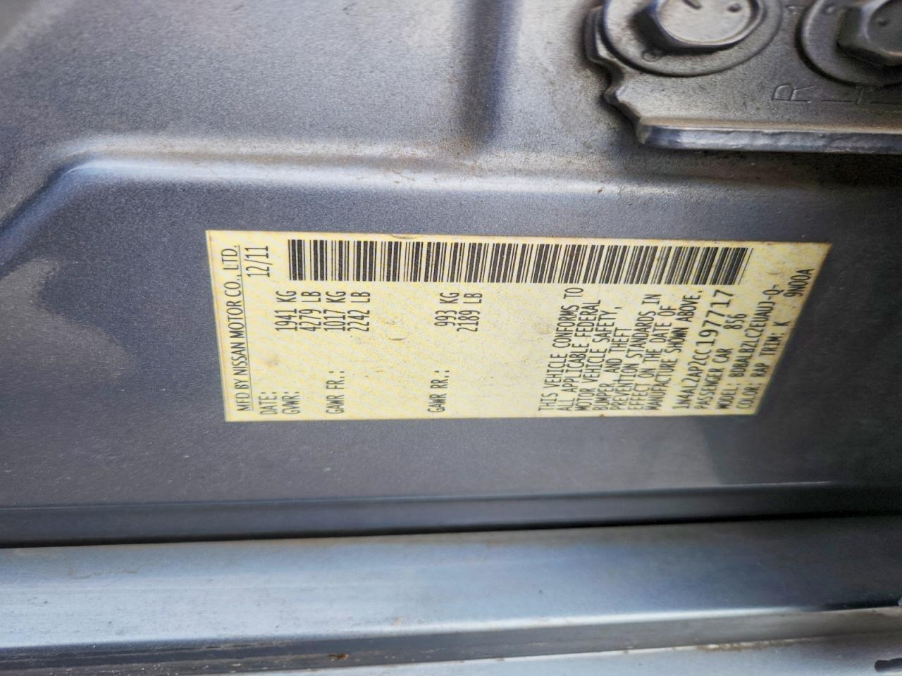 2012 Nissan Altima 2.5 Blue vin: 1N4AL2AP2CC197717